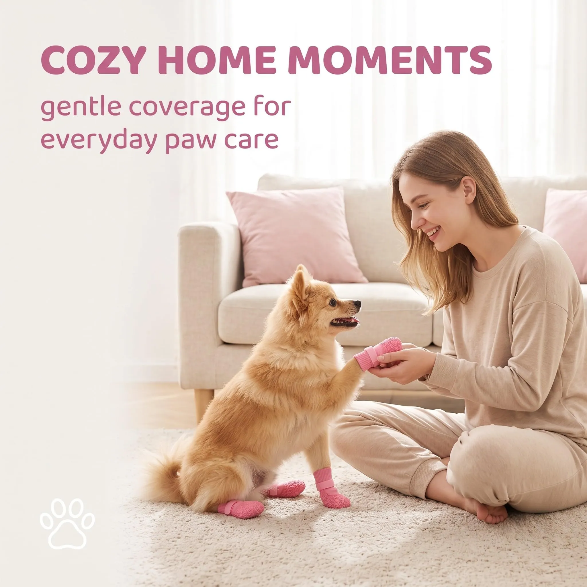 PIPABD 4 Pezzi Stivali per Cani Paw Protector, Impermeabili Antiscivolo per cani, Antiscivolo Regolabili e Lavabili, Protettori Delle Zampe, Taglia M (Rosa) - immagine 6