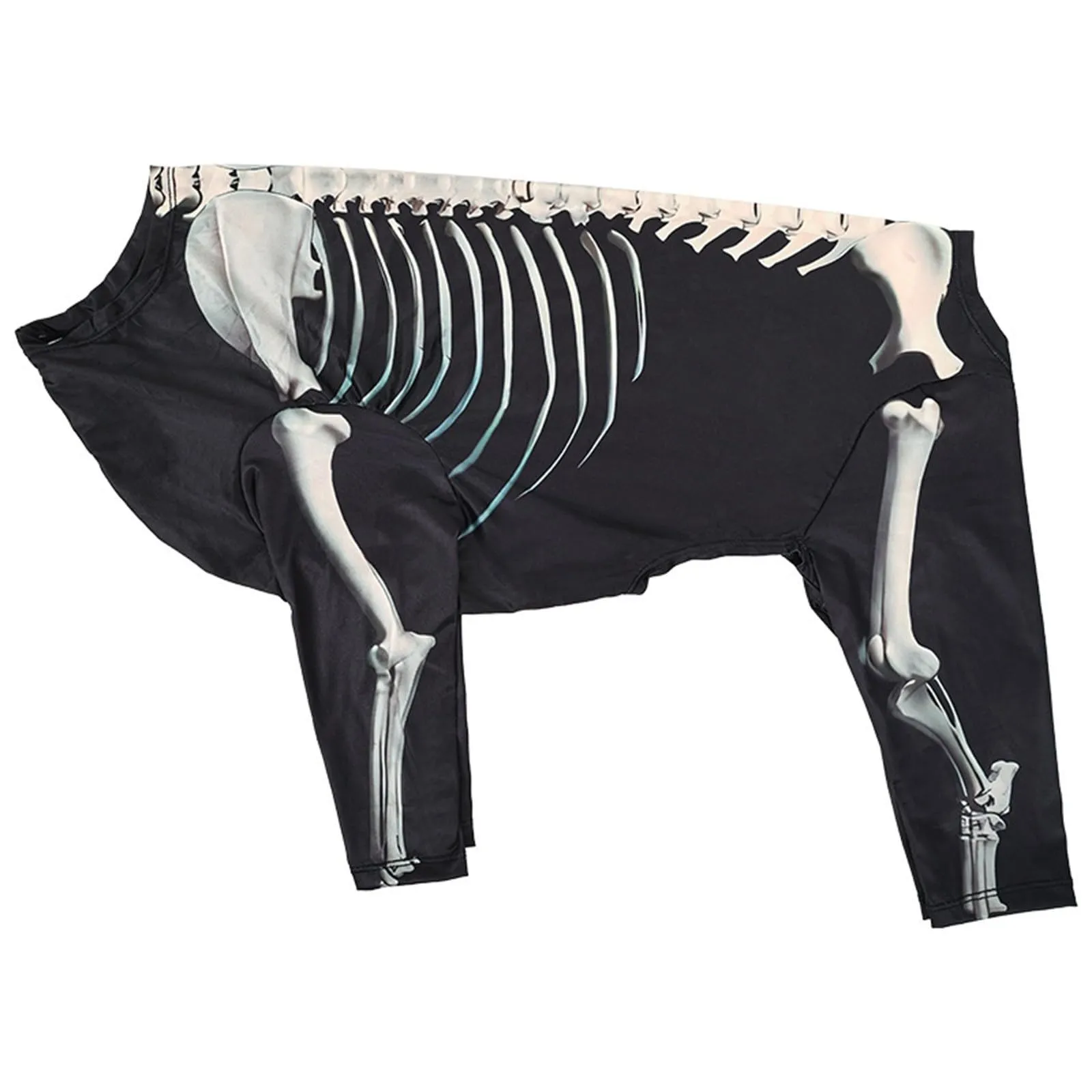 Costume da scheletro nero per cane, vestito a quattro gambe in poliestere - immagine 1