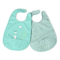 Set bavaglini 2 pz con tasca briciole Azzurro 00016301250000 - immagine 1