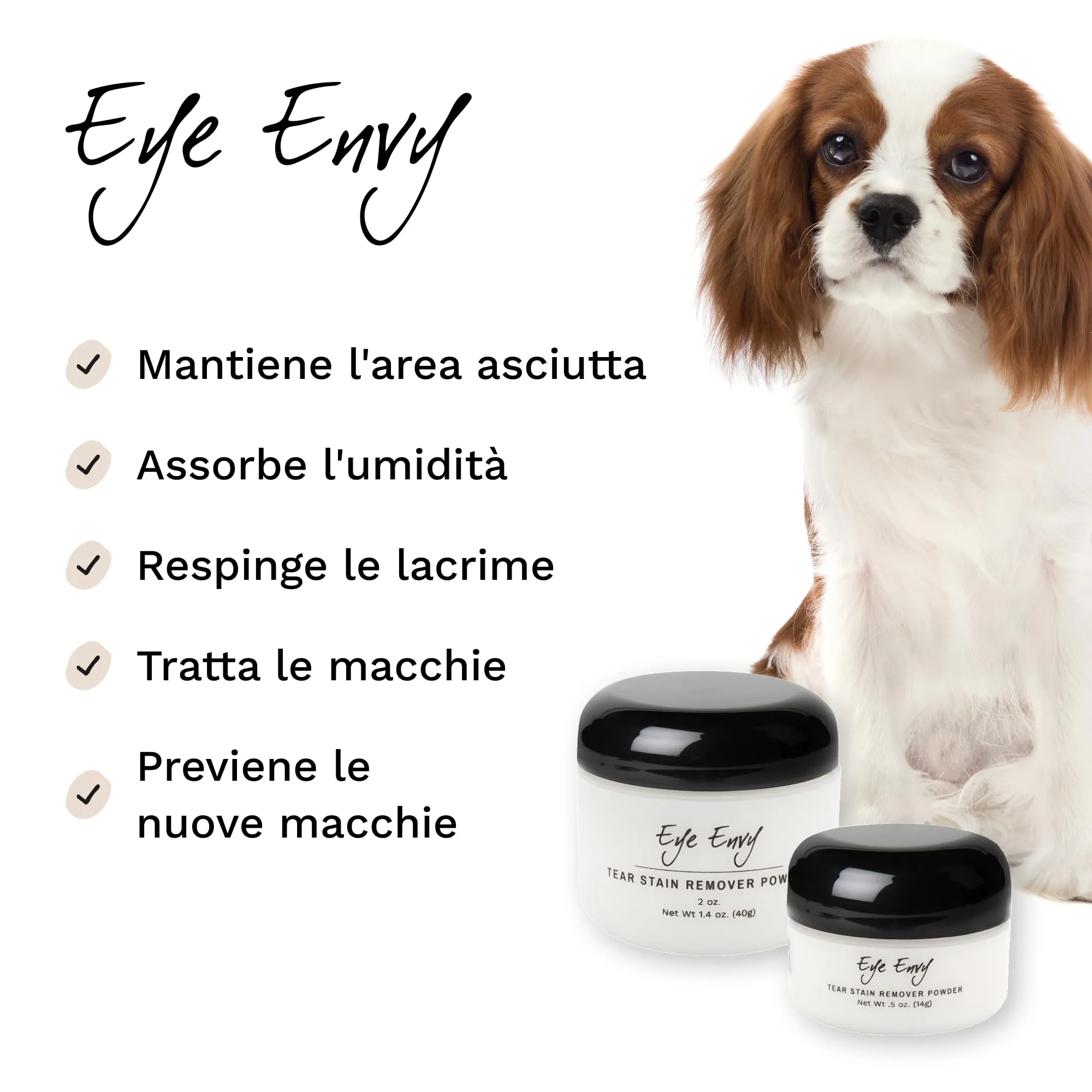 Eye Envy Polvere Sciogli Lacrime per Cani e Gatti. 100% Naturale, Sicura. da Applicare Contorno Occhi. Assorbe e Respinge Le Lacrime. Mantiene l'Area Asciutta. Tratta la Causa delle Macchie. (14g) - immagine 2