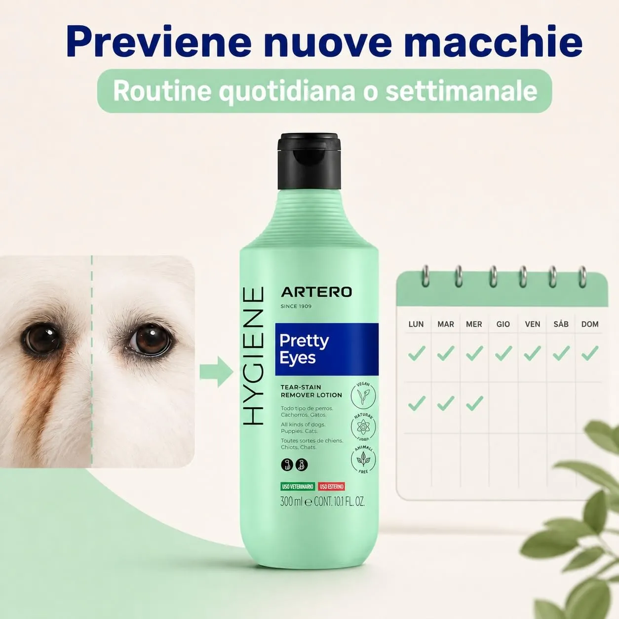 ARTERO Pretty Eyes – Detergente e Cura Professionale per Occhi di Cani e Gatti – Rimuove Lacrime, Croste e Sporco – Formula Delicata e Sicura – 300 ml - immagine 5