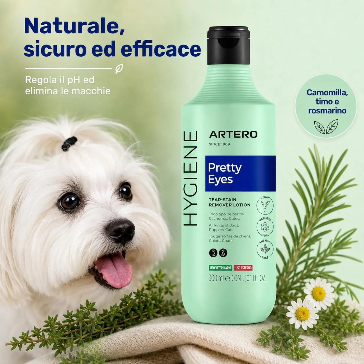 ARTERO Pretty Eyes – Detergente e Cura Professionale per Occhi di Cani e Gatti – Rimuove Lacrime, Croste e Sporco – Formula Delicata e Sicura – 300 ml - immagine 9