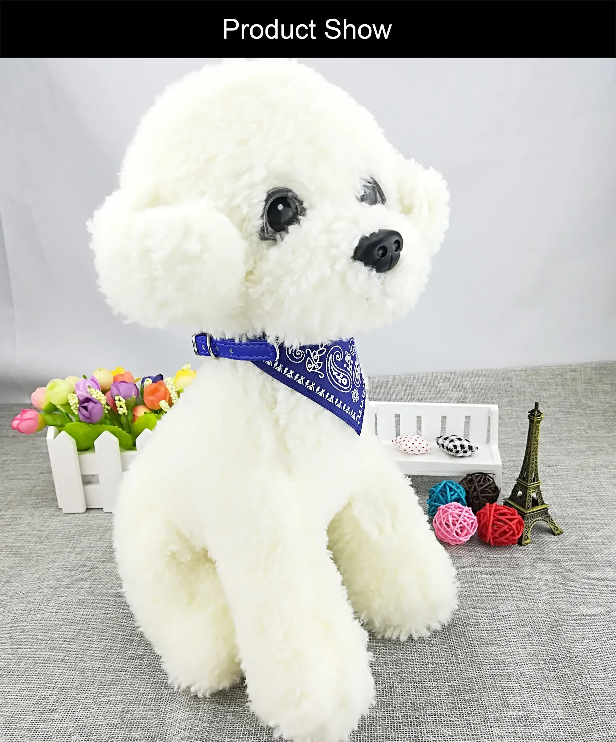 Newtensina Collare bandana alla moda per cani da ragazzo, taglia media, bandana, con collare per cani, blu scuro, M - immagine 2