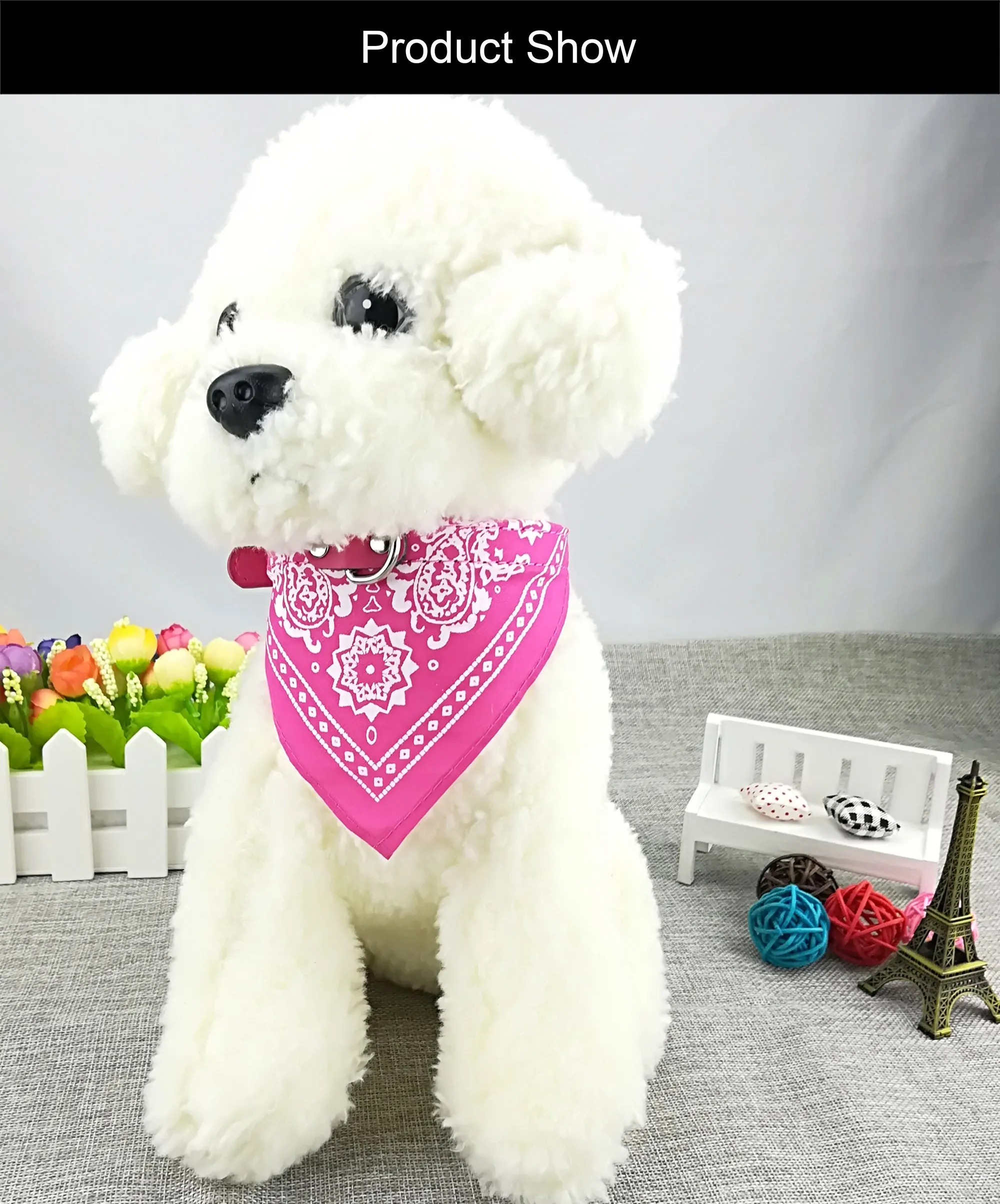 Newtensina Collare bandana per cani alla moda con collare per cani - rosa - XL - immagine 3