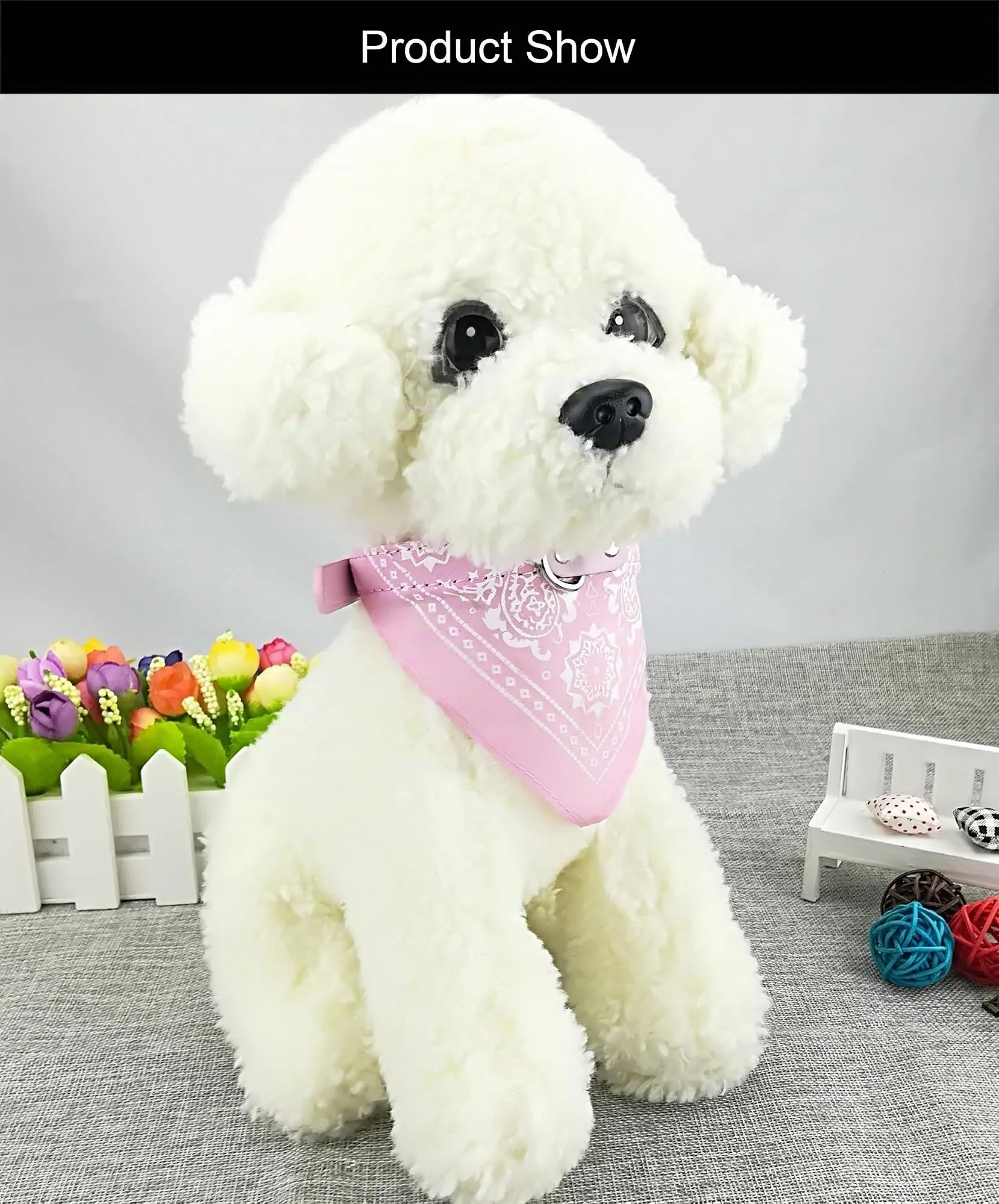 Newtensina Collare bandana per cani alla moda con collare per cani - rosa - M - immagine 2