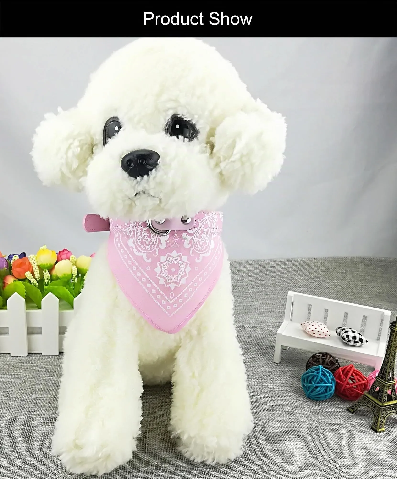 Newtensina Collare bandana per cani alla moda con collare per cani - rosa - M - immagine 3
