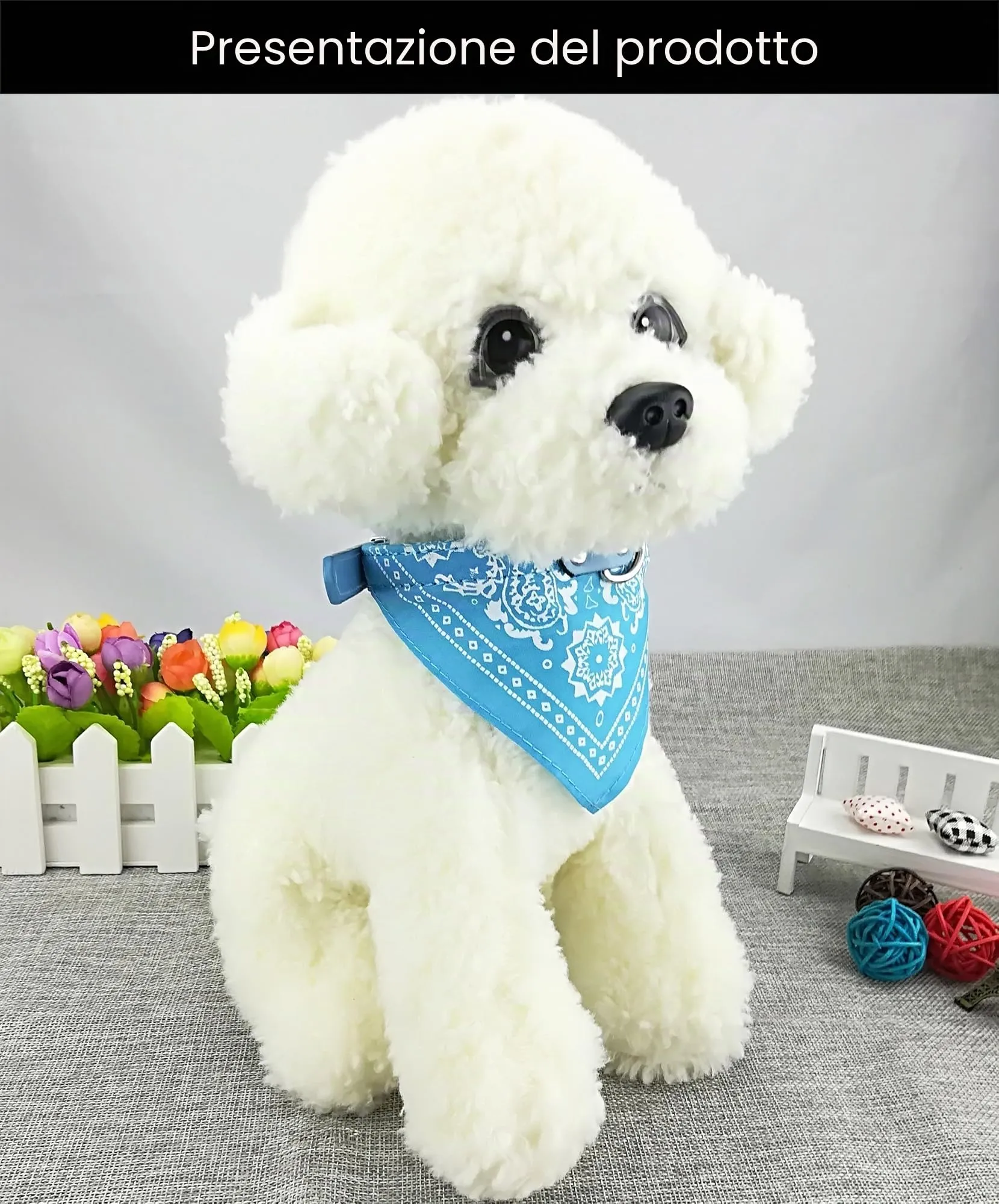 Newtensina Collare bandana per cani alla moda, misura M, bandana con collare per cani, colore: azzurro - immagine 3
