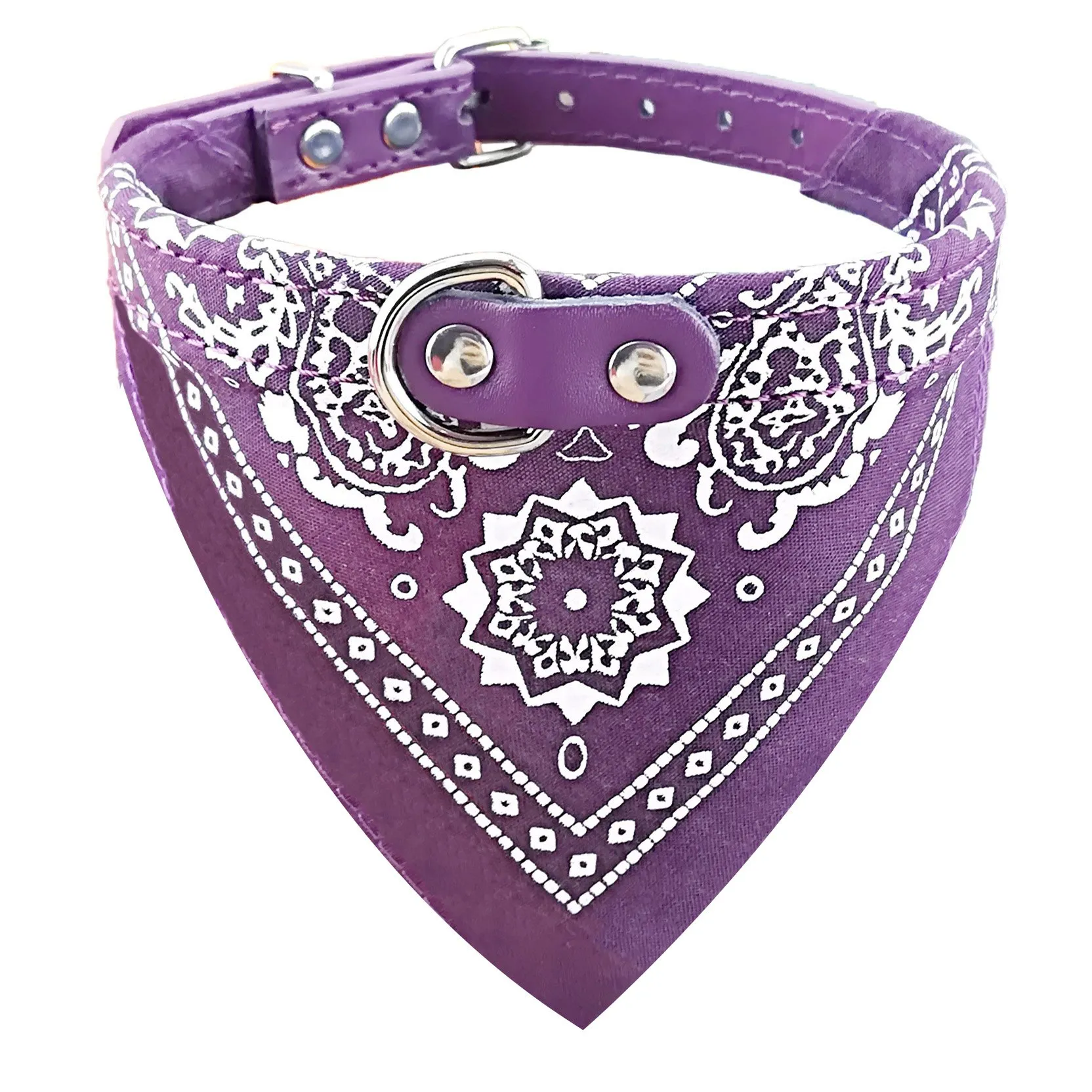 Newtensina Collare bandana alla moda per cani, collare per bambini, bandana media, con collare per cani, viola, L - immagine 1