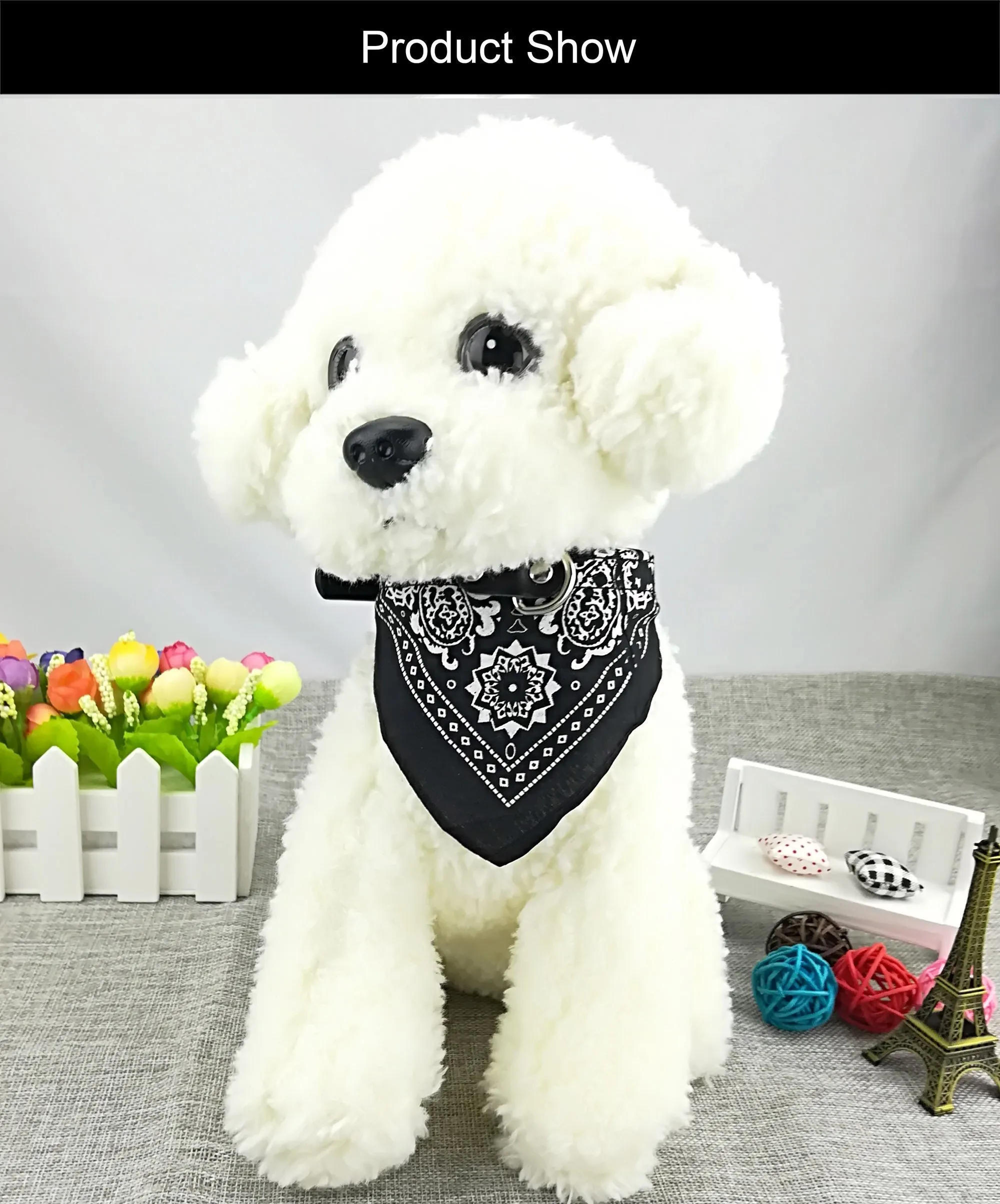 Newtensina Collare bandana per cani alla moda con collare per cani, colore nero, XXL - immagine 3