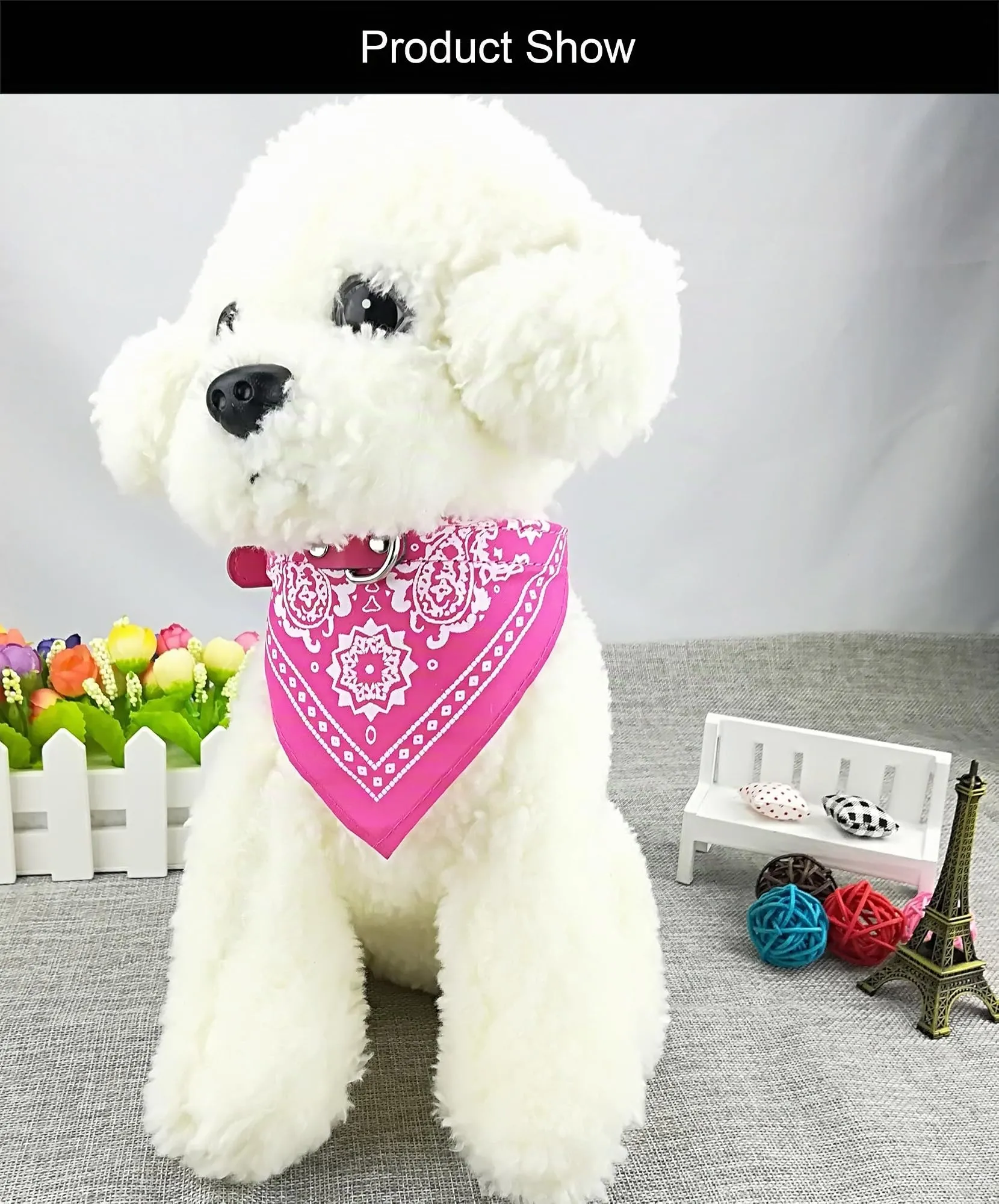 Newtensina Collare bandana per cani alla moda con collare per cani - rosa - M - immagine 3