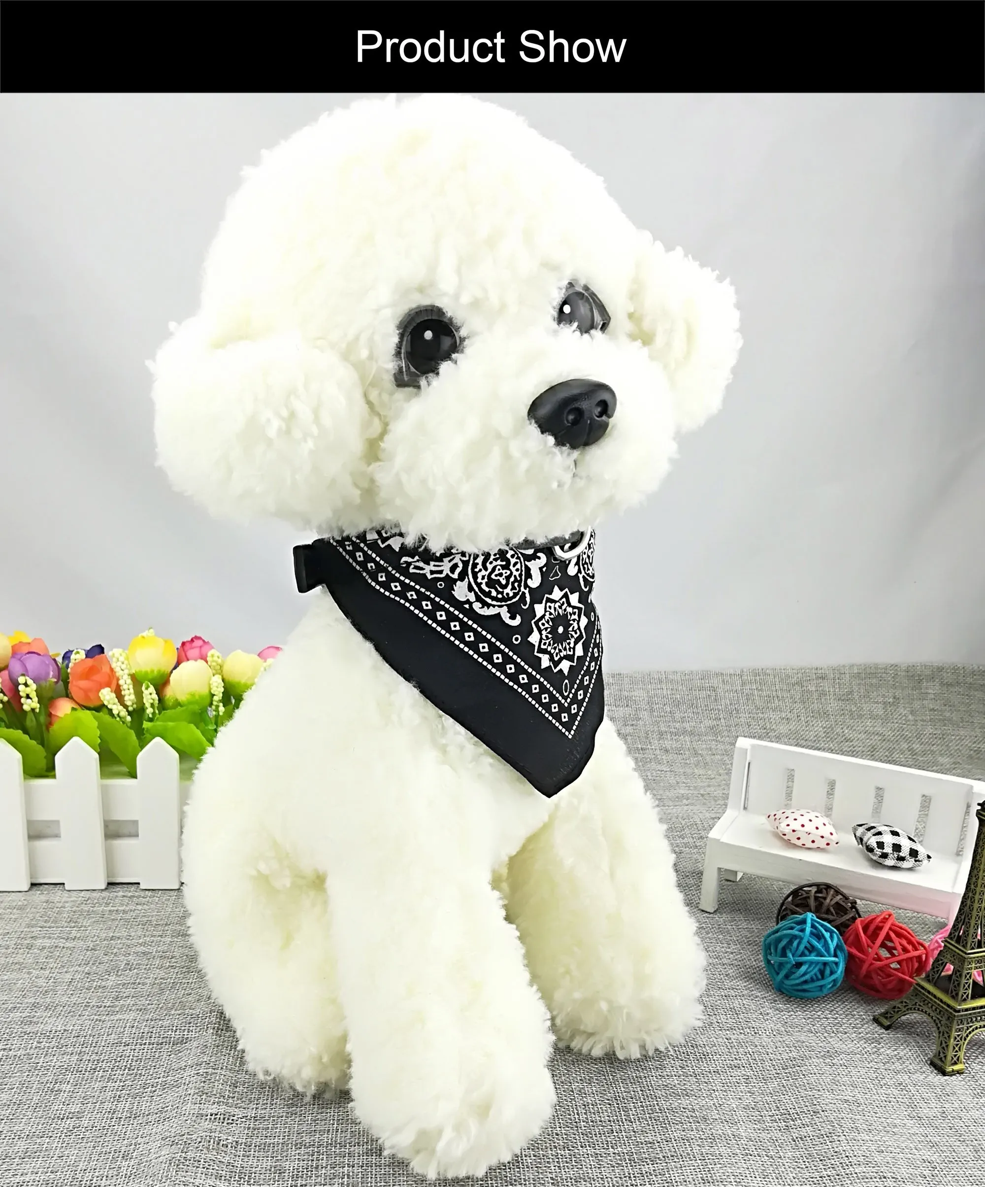 Newtensina Collare bandana per cani alla moda con collare per cani - nero - M - immagine 2