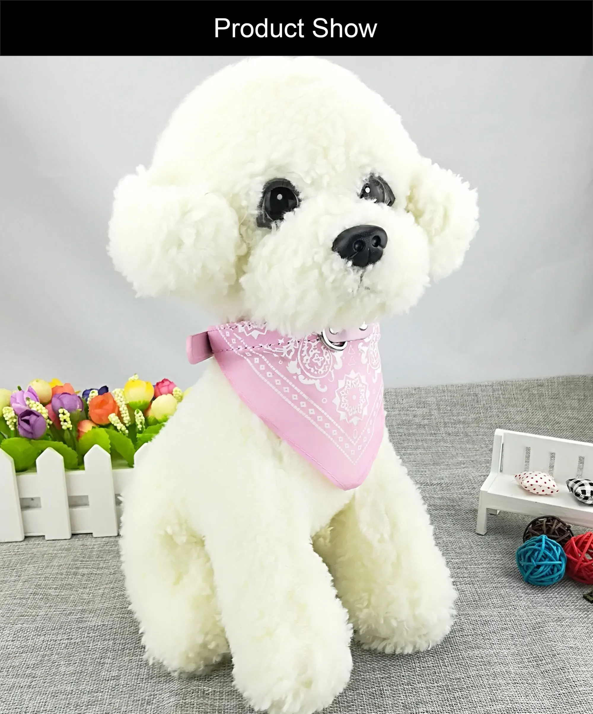 Newtensina Collare bandana alla moda per cani, collare per bambini, bandana media, con collare per cani, colore rosa, L - immagine 2