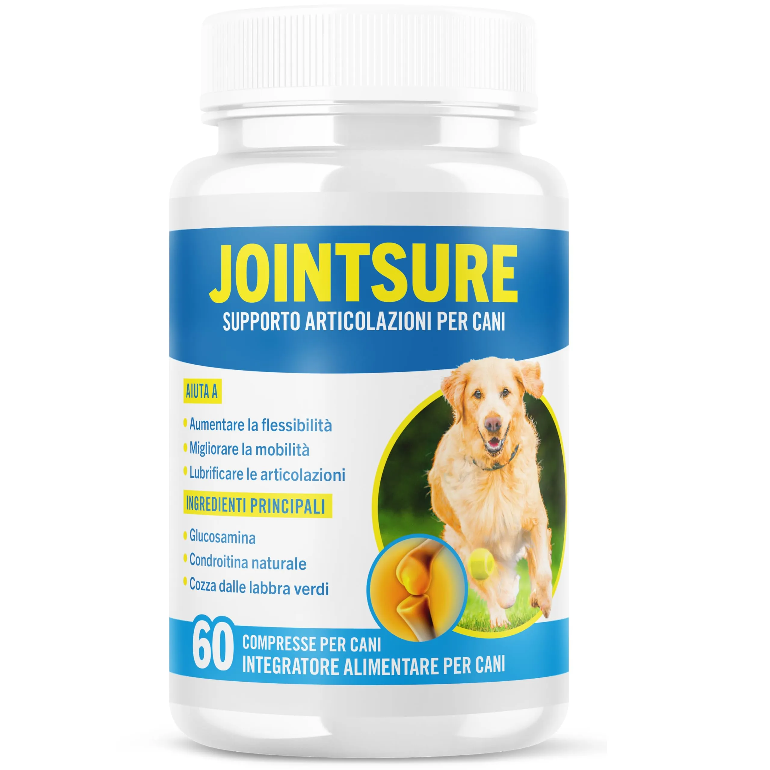 JOINTSURE Integratore per le Articolazioni del Cane 60 Compresse| Supporta la Mobilità e le Articolazioni di Cani Anziani e Adulti | Condoprotettori per Cane con Glucosamina, Condroitina, Cozza Verde - immagine 1