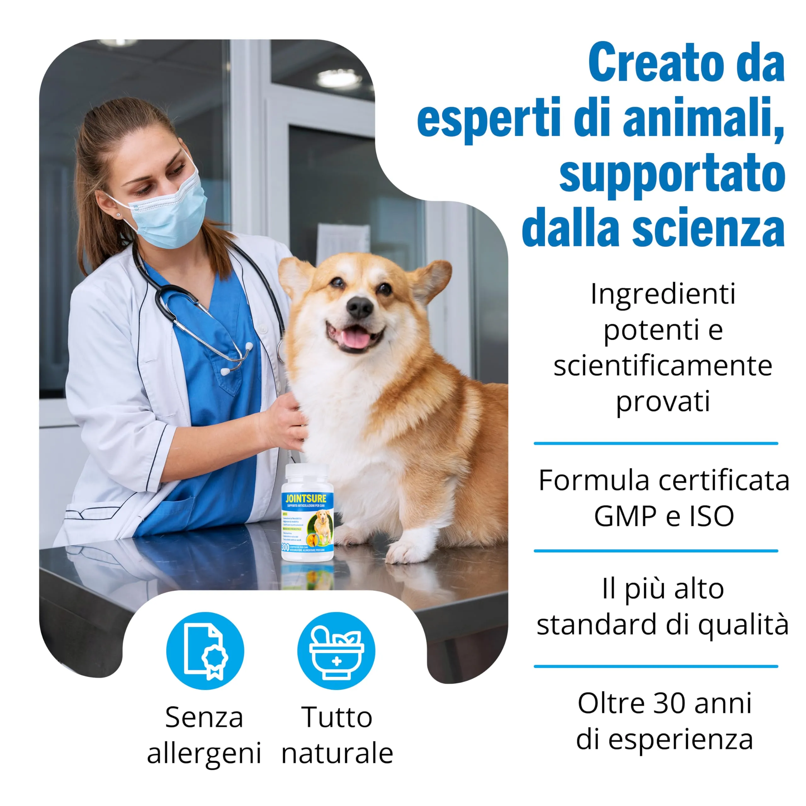 JOINTSURE Integratore per le Articolazioni del Cane 60 Compresse| Supporta la Mobilità e le Articolazioni di Cani Anziani e Adulti | Condoprotettori per Cane con Glucosamina, Condroitina, Cozza Verde - immagine 6