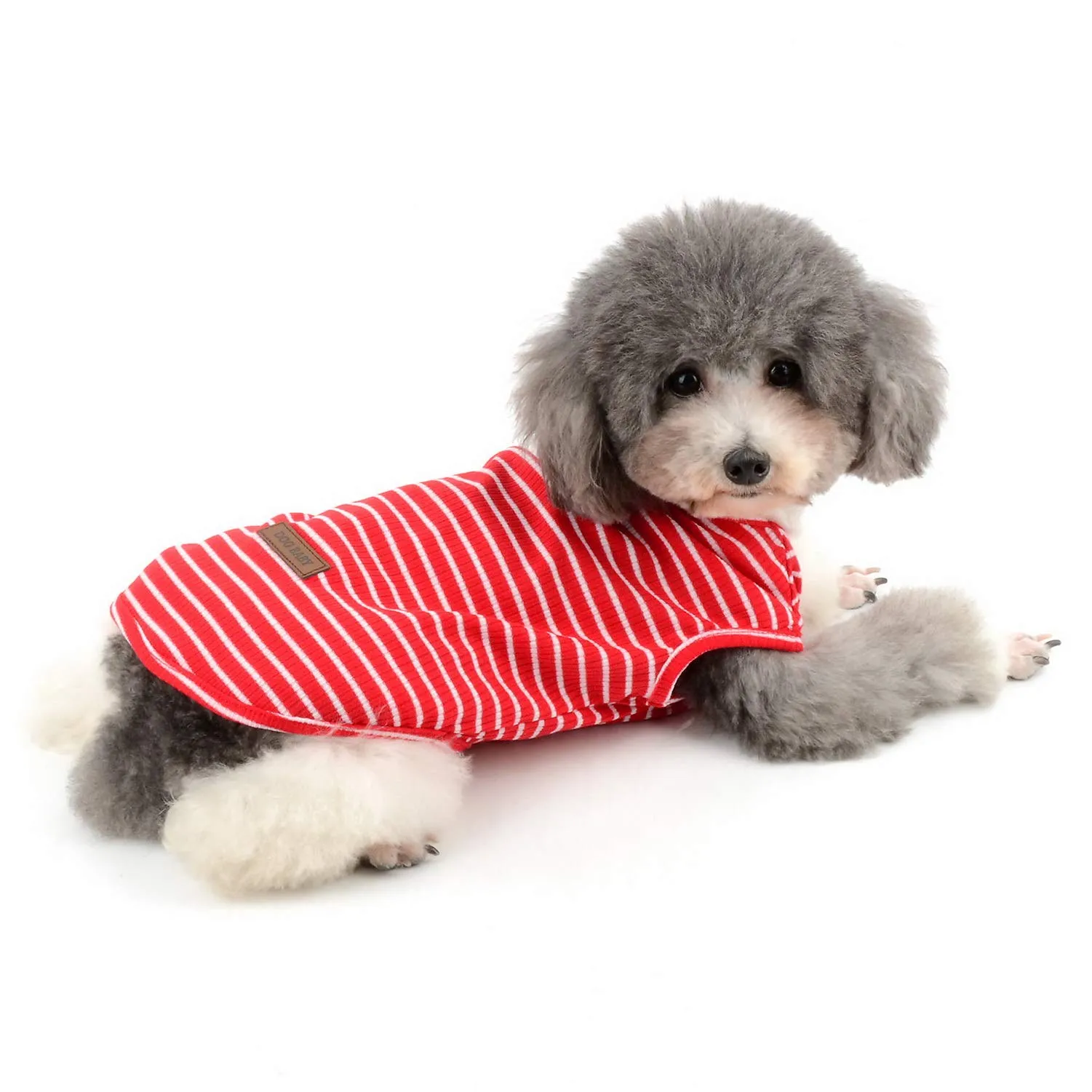 Zunea Maglietta per Cani Piccola Taglia Estate Cuccioli Canottiera in Morbido Cotone Canottiera a Righe Fresco Abbigliamento per Gatti Chihuahua e Animali Domestici Rosso XL - immagine 8