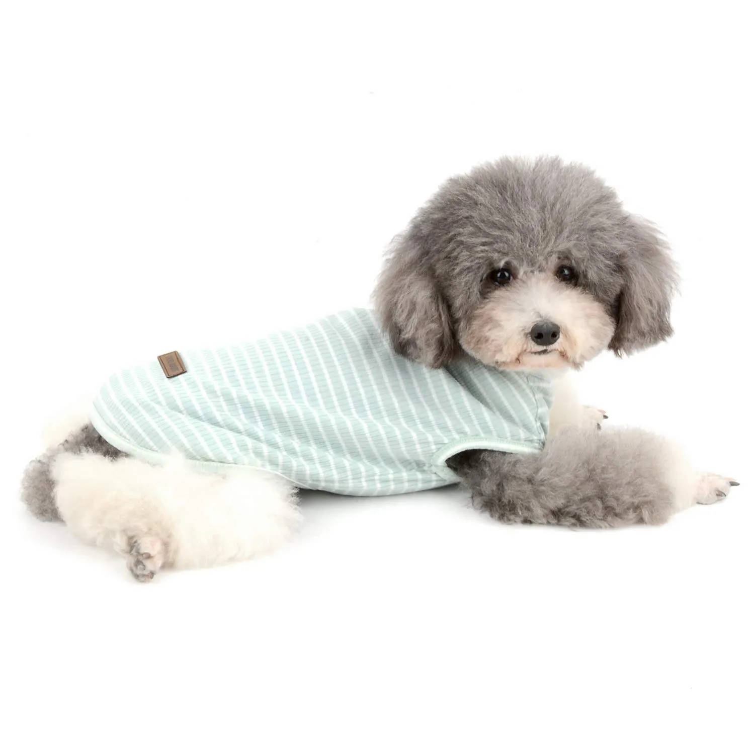 Zunea Maglietta per Cani Piccola Taglia Estate Cuccioli Canottiera in Morbido Cotone Canottiera a Righe Fresco Abbigliamento per Gatti Chihuahua e Animali Domestici Verde S - immagine 8