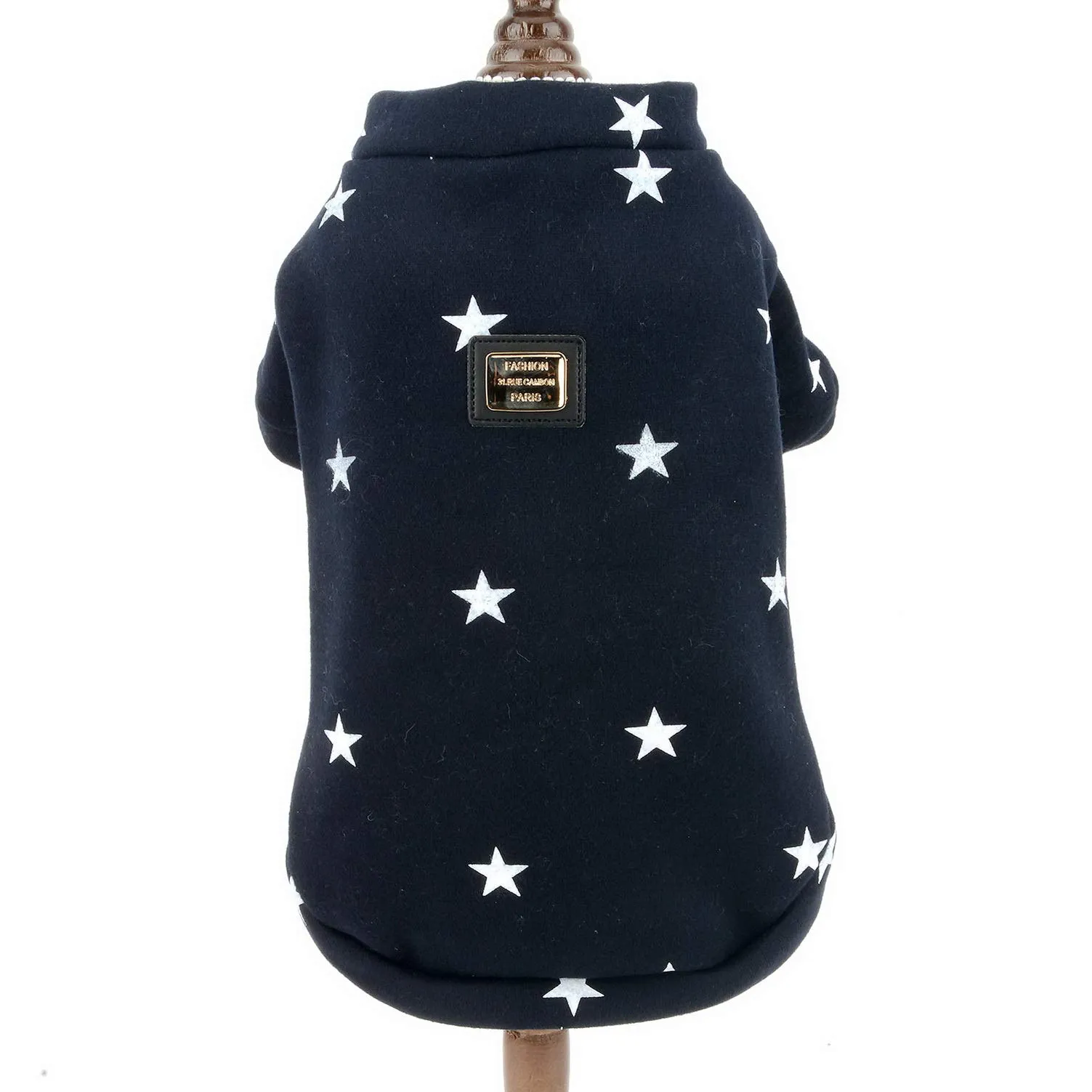 SMALLLEE_LUCKY_STORE - Felpa in pile con stampa a stella per cani di piccola taglia gatti ragazzo ragazza morbido caldo invernale cuccioli chihuahua Yorkie vestiti,blu scuro XXL - immagine 1