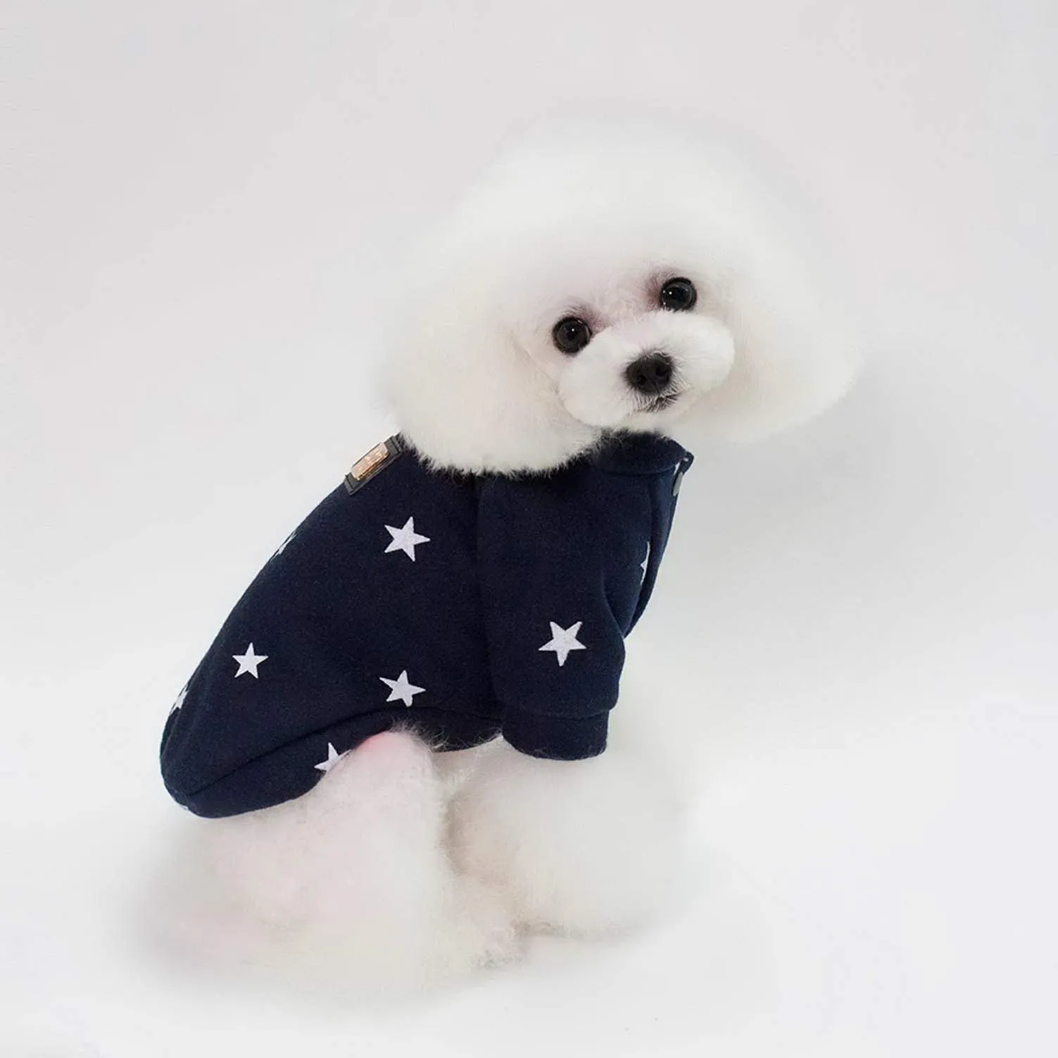 SMALLLEE_LUCKY_STORE - Felpa in pile con stampa a stella per cani di piccola taglia gatti ragazzo ragazza morbido caldo invernale cuccioli chihuahua Yorkie vestiti,blu scuro XXL - immagine 4