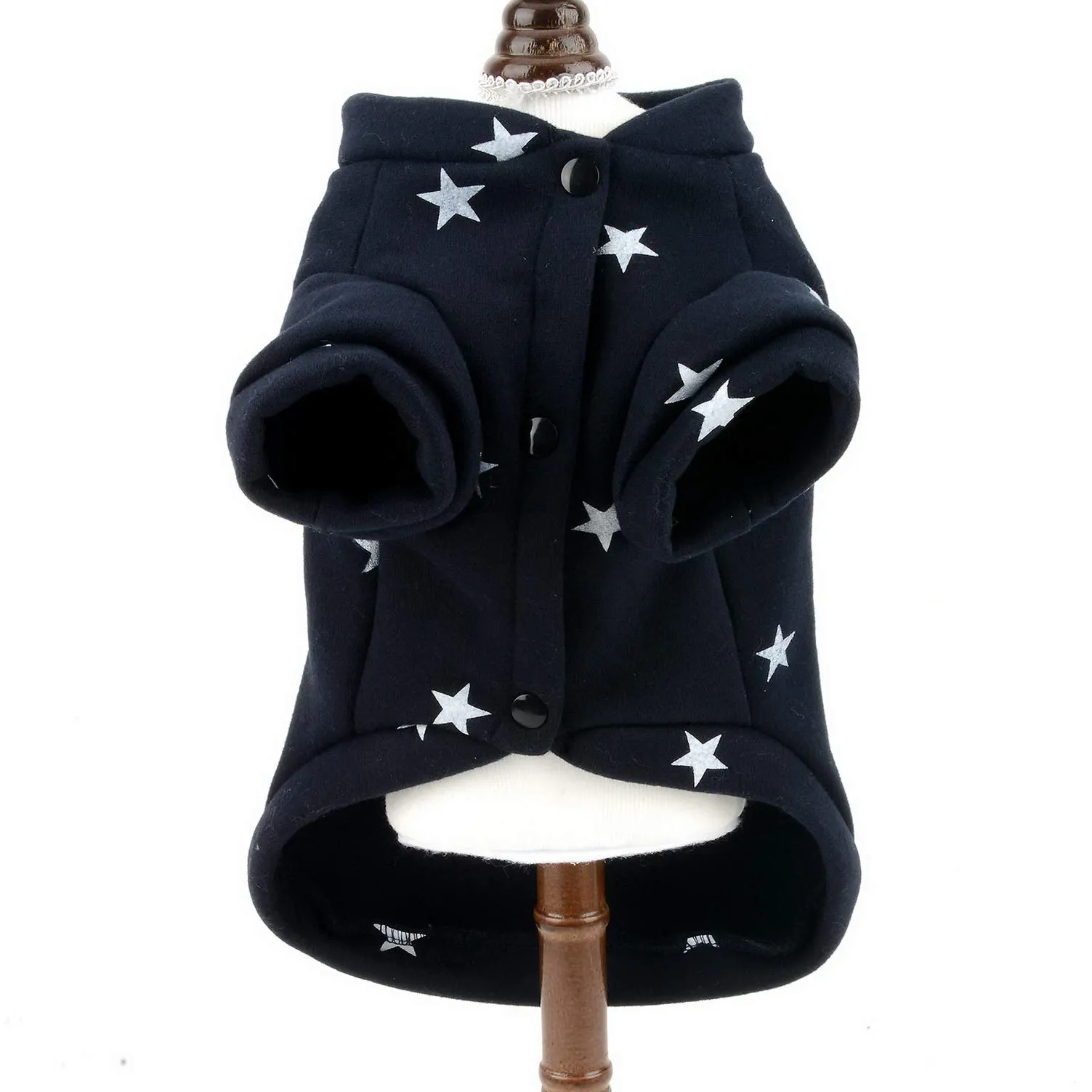 SMALLLEE_LUCKY_STORE - Felpa in pile con stampa a stella per cani di piccola taglia gatti ragazzo ragazza morbido caldo invernale cuccioli chihuahua Yorkie vestiti,blu scuro XL - immagine 2