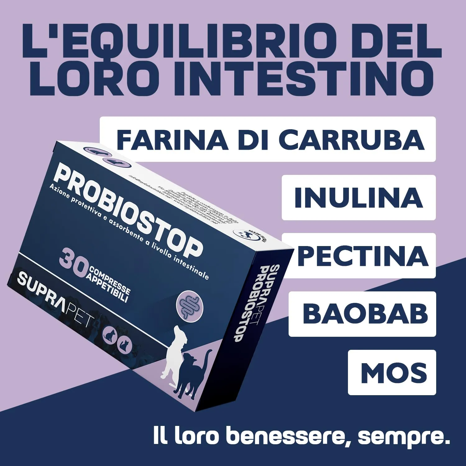 Suprapet Probiostop Probiotici Cane e Gatto 30 compresse - Contrasta la Diarrea ed i Disturbi della Digestione - Supporto per Flora Batterica dell'Intestino - immagine 5