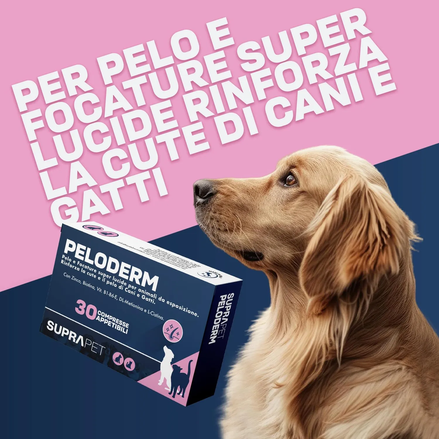 Suprapet Peloderm per Cane e Gatto 30 compresse a base di Biotina, Zinco, Vitamine B, Metionina e Cistina per il Benessere e la lucentezza del Pelo | Mangime Complementare - immagine 3
