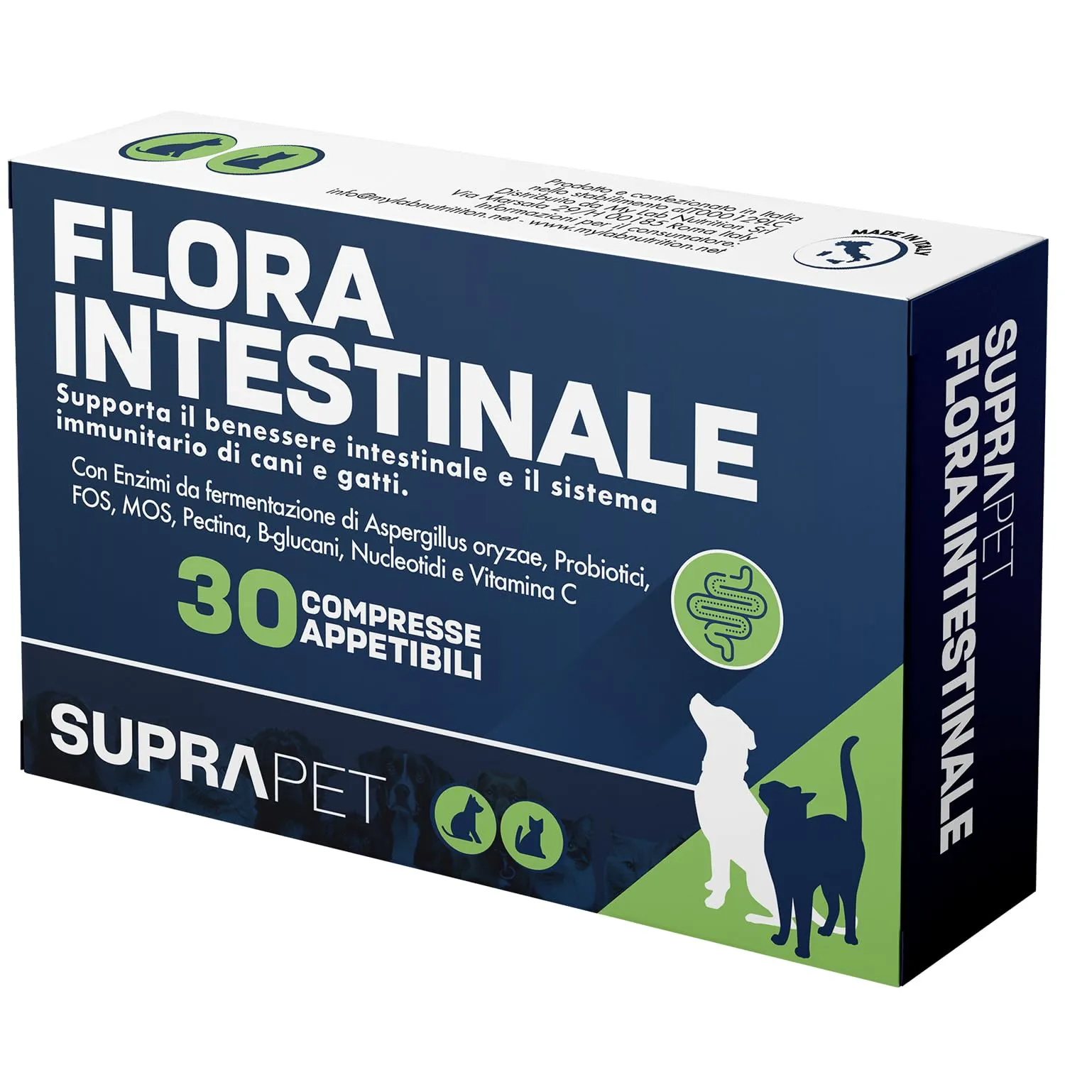 Suprapet Flora Intestinale Cani e Gatti 30 compresse - Fino a 2 Mesi di Fornitura, Con Fermenti Lattici, Probiotici, Vitamina C - Per Intestino e Flora Batterica - immagine 1