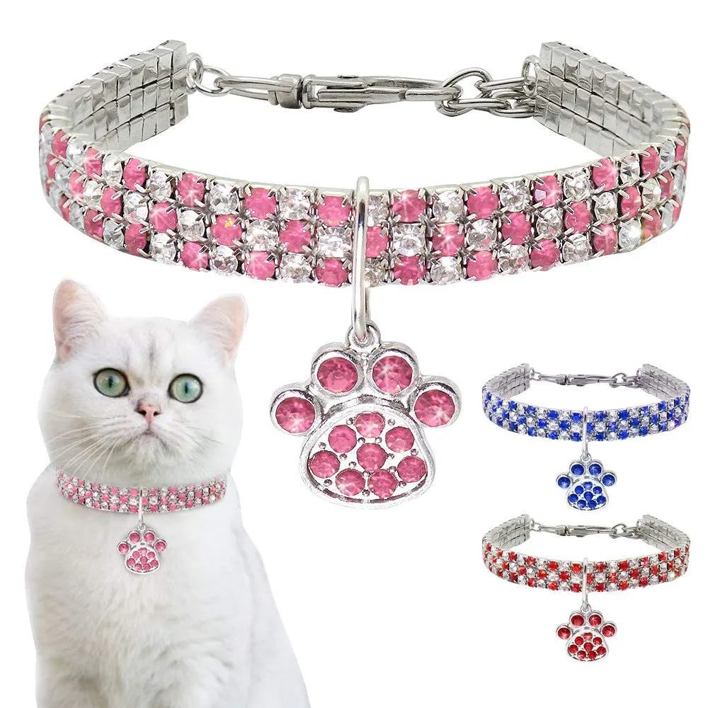 RayMinsino Collare per animali domestici con diamanti, diamante regolabile in cristallo, elastico, per gatti e cani, piccola collana per animali domestici - immagine 2