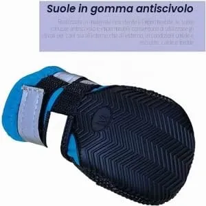NeuWee Scarpe per Cani, 4 Pezzi scarpe per cani impermeabili con cinturini riflettenti, Suola antiscivolo Protezioni per zampe Stivali per Cani per cani di taglia piccola e media (L, Blu) - immagine 6