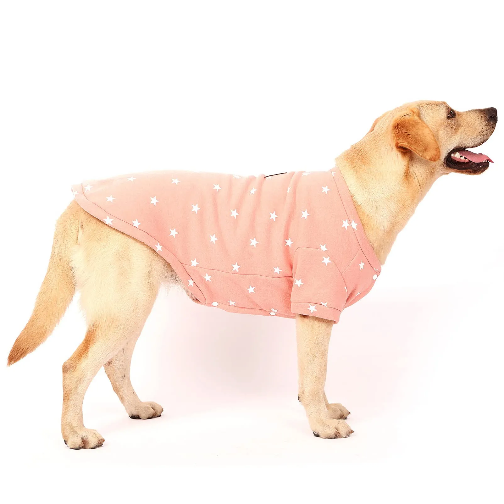 SMALLLEE_LUCKY_STORE Maglioni in pile con stampa a stellagrande, per ragazzo, ragazza, girocollo, morbido e caldo cappotto invernale per cuccioli, Labrador, vestiti per cani grandi, rosa, 3XL - immagine 2