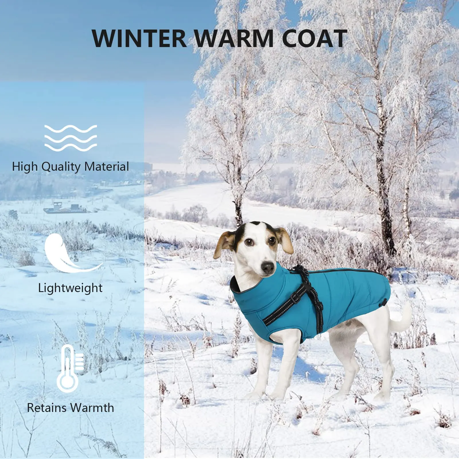 Pethiy- Caldo Cappotto Invernali per Cane con Pettorina integrata, Impermeabile Giacca/Vestiti per cane in Pile con Collo alto antivento e,zip up cappottino per cani piccola taglia-Blu-XS - immagine 2