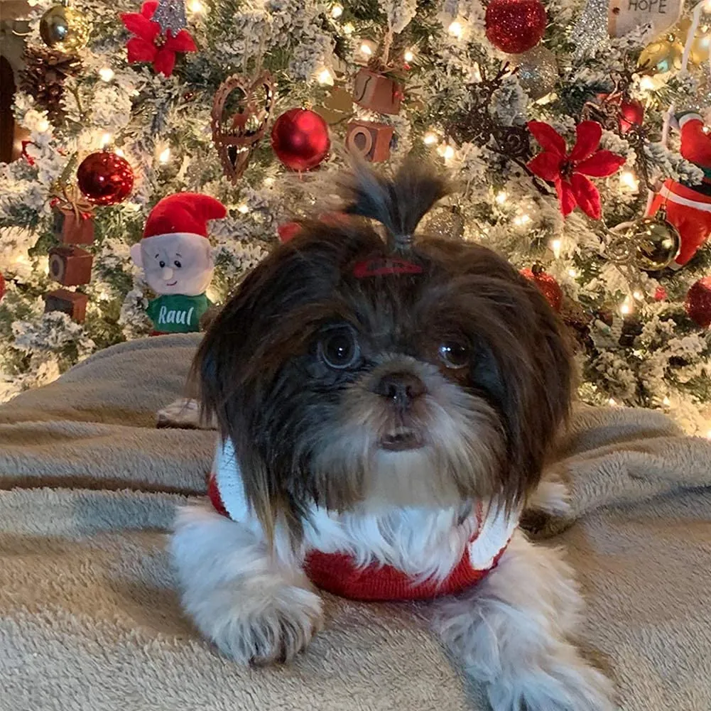 1 Maglioncino Natalizio per Cane o Gatto, Costume Maglieria Maglione Caldo per l’inverno, Lavorato a Maglia, Motivo a Strisce con Alce - immagine 9