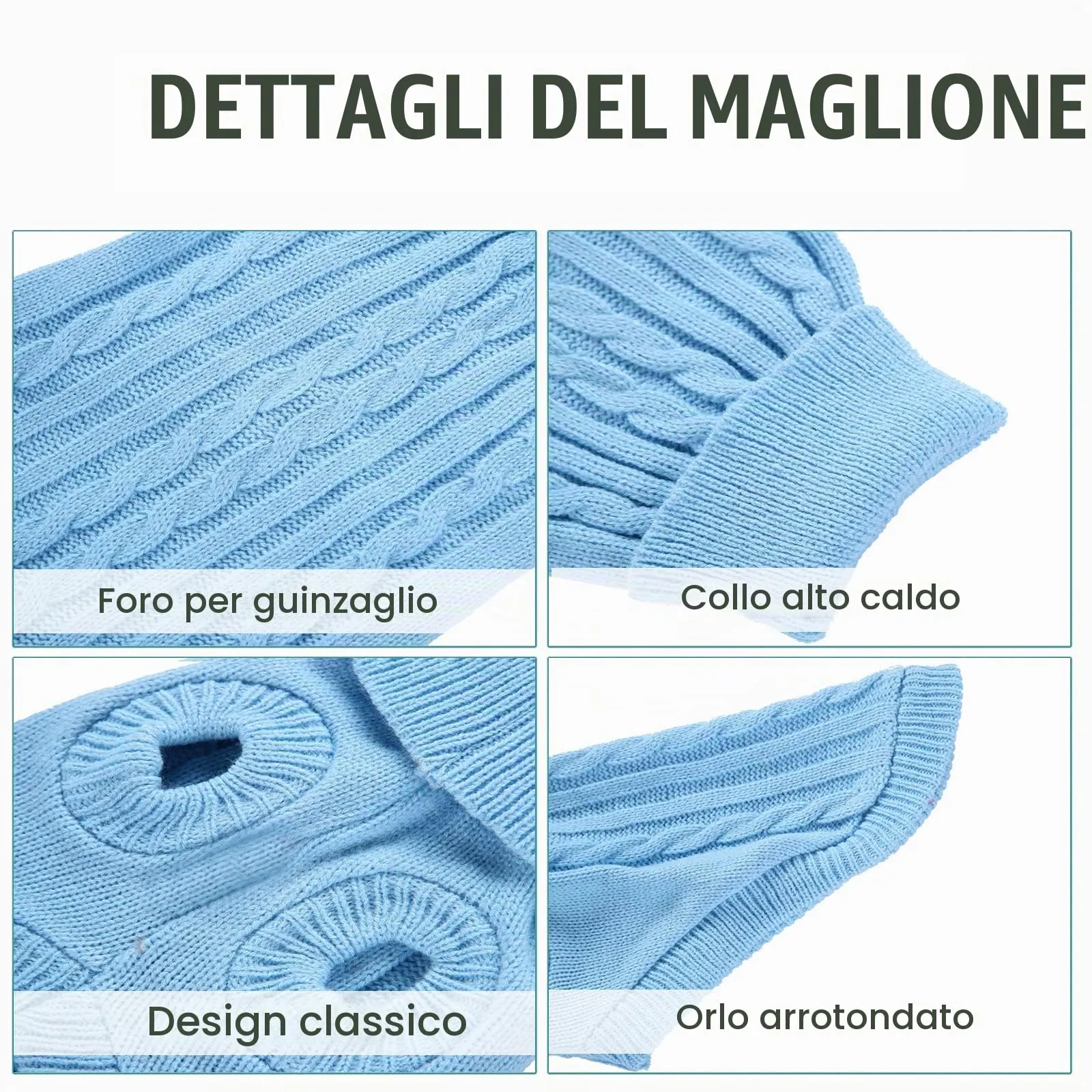 Pet Cat Dog Maglione Invernale per Cani e Gattini, Giacca Gilet Caldo a Collo Alto - immagine 4