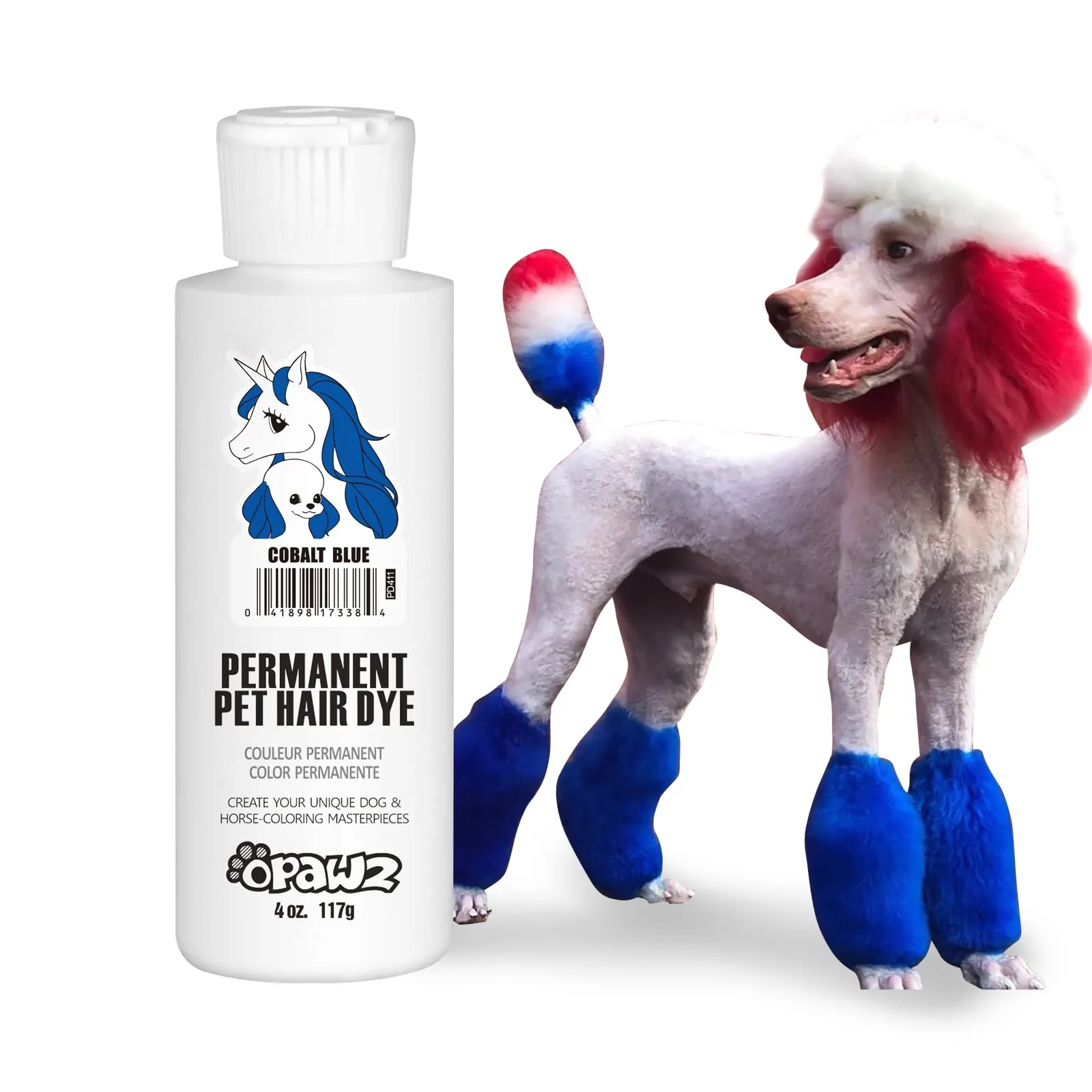Opawz Permanente Tintura per Cani, Saloni Utilizzata Sicuro per Un Decennio Colorante per Cani, Tintura per Animali Dura Oltre 20 Lavaggi per Cani e Cavalli (Cobalto Blu) - immagine 1