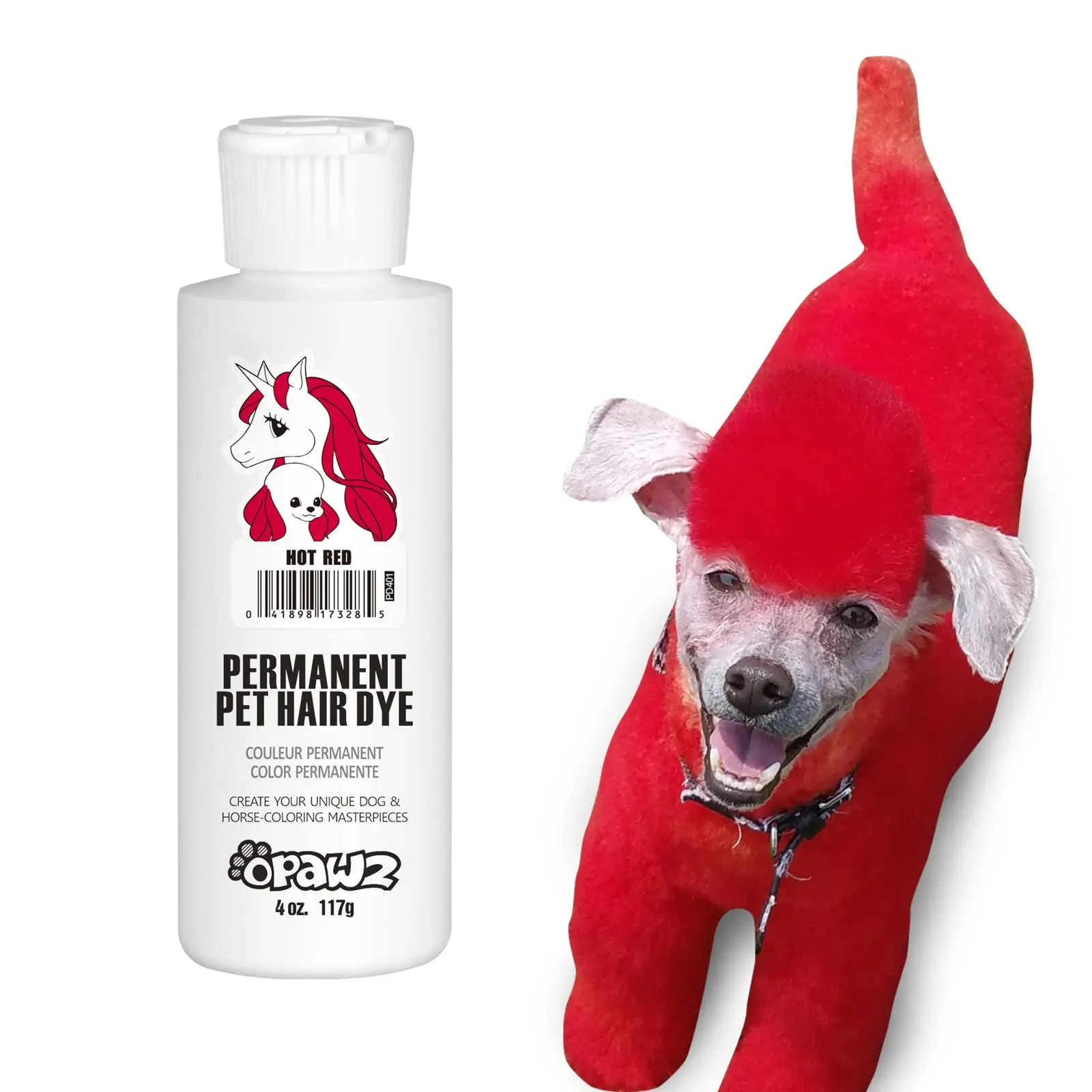 Opawz Permanente Tintura per Cani, Saloni Utilizzata Sicuro per Un Decennio Colorante per Cani, Tintura per Animali Dura Oltre 20 Lavaggi per Cani e Cavalli (Caldo Rosso) - immagine 1