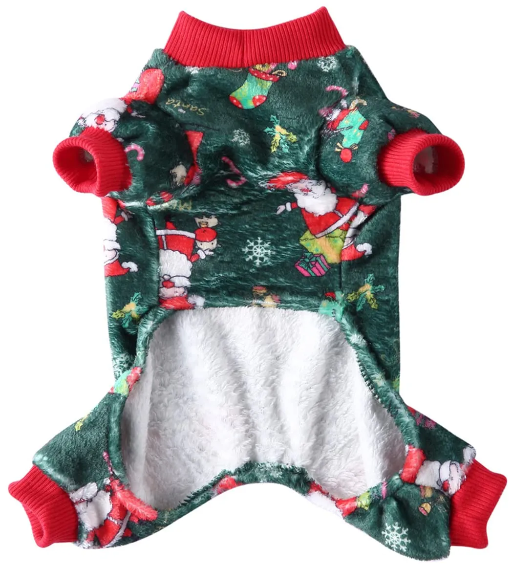 XIAOYU Babbo Natale neve scatola regalo modello Natale vestiti animali domestici cane caldo pigiama gatto costumi di Natale cucciolo tute, verde, S - immagine 3