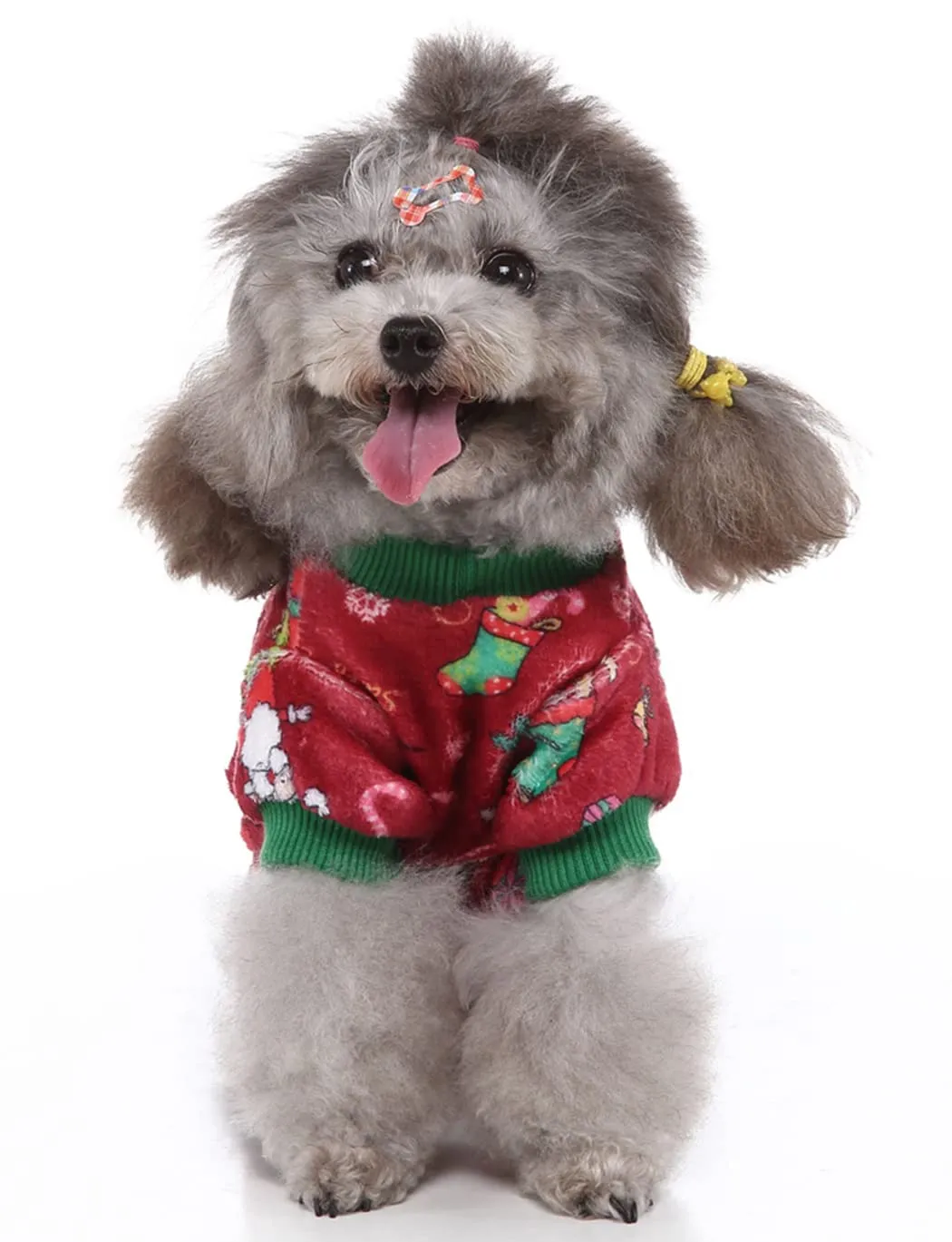 XIAOYU Babbo Natale neve scatola regalo modello Natale vestiti per animali domestici cane caldo pigiama gatto costumi di Natale tuta cucciolo, rosso, M - immagine 5
