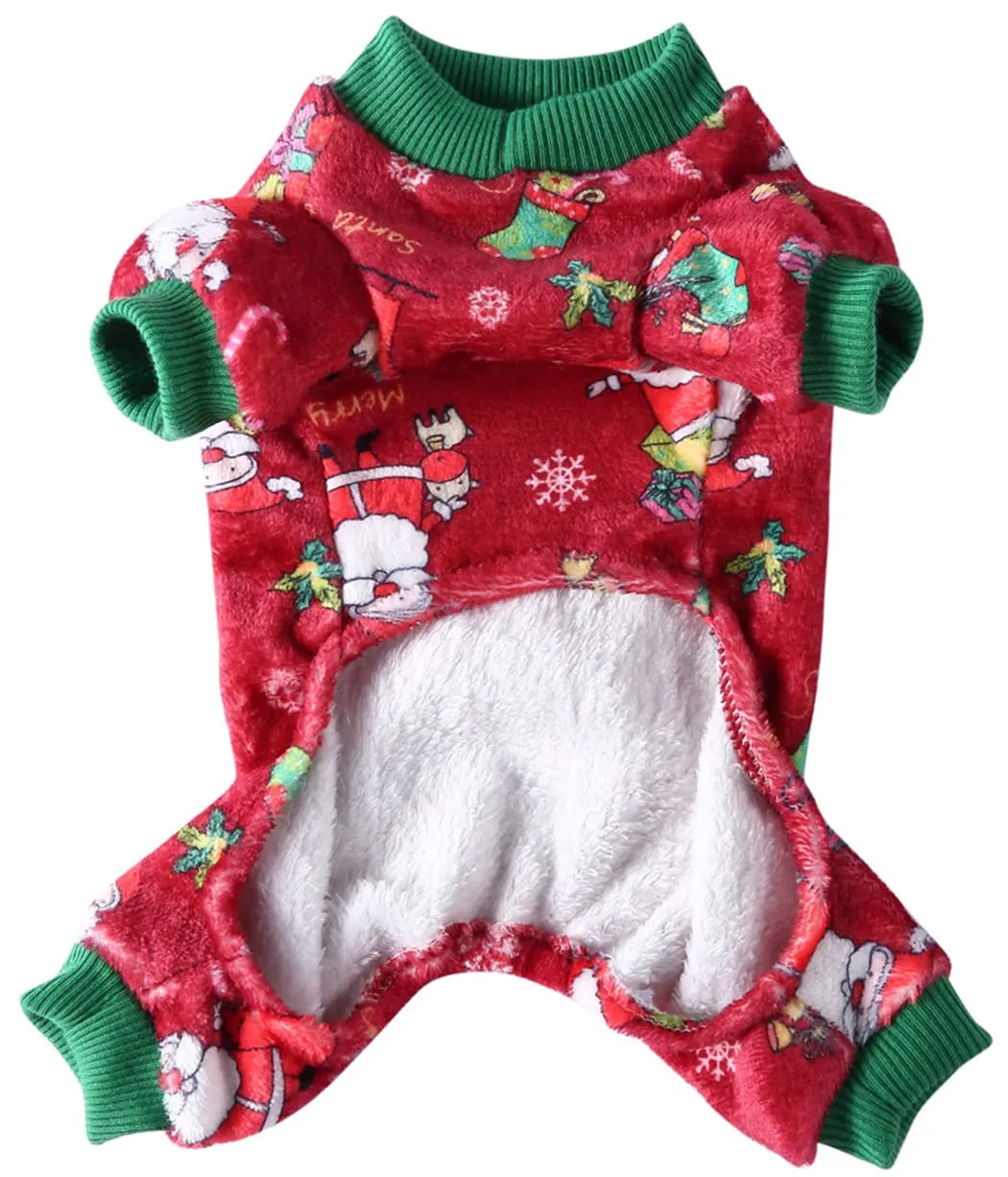 XIAOYU Babbo Natale neve scatola regalo modello Natale vestiti per animali domestici cane caldo pigiama gatto costumi di Natale tuta cucciolo, rosso, S - immagine 2
