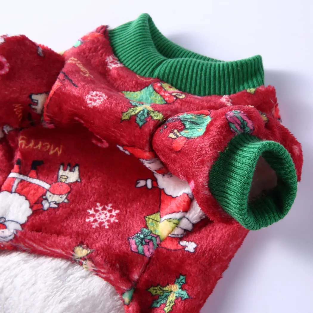 XIAOYU Babbo Natale neve scatola regalo modello Natale vestiti per animali domestici cane caldo pigiama gatto costumi di Natale tuta cucciolo, rosso, S - immagine 6