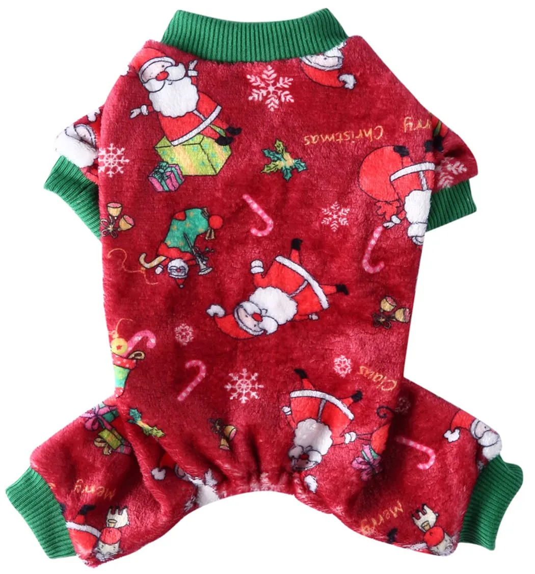 XIAOYU Babbo Natale neve scatola regalo modello Natale vestiti per animali domestici cane caldo pigiama gatto costumi di Natale tuta cucciolo, rosso, L - immagine 1