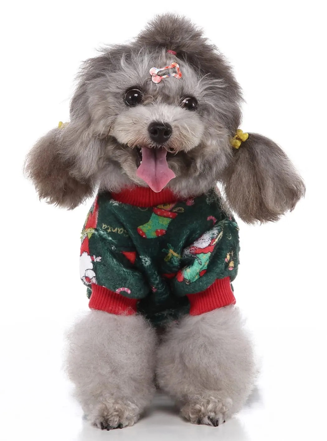 XIAOYU Babbo Natale neve scatola regalo modello Natale vestiti per animali domestici cane caldo pigiama gatto costumi di Natale tuta cucciolo, verde, L - immagine 5