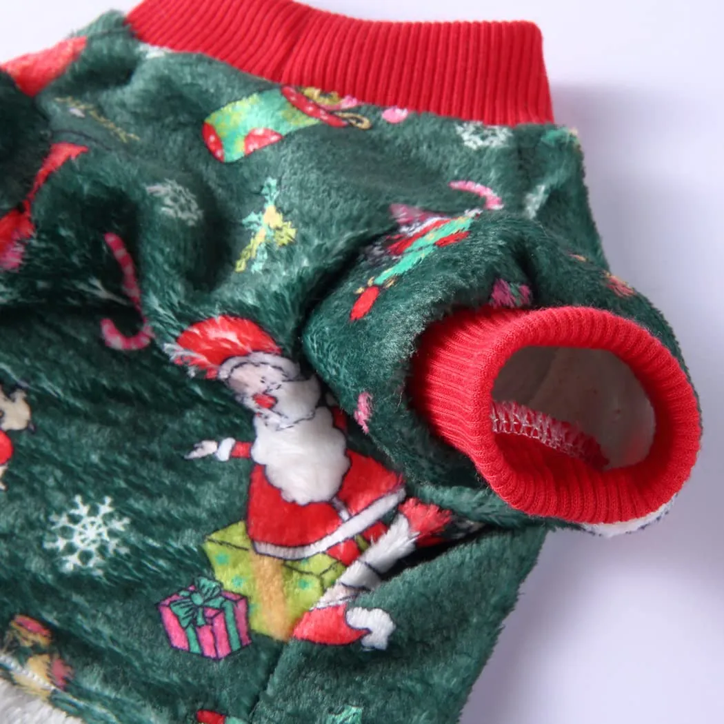 XIAOYU Babbo Natale neve scatola regalo modello Natale vestiti per animali domestici cane caldo pigiama gatto costumi di Natale tuta cucciolo, verde, L - immagine 6