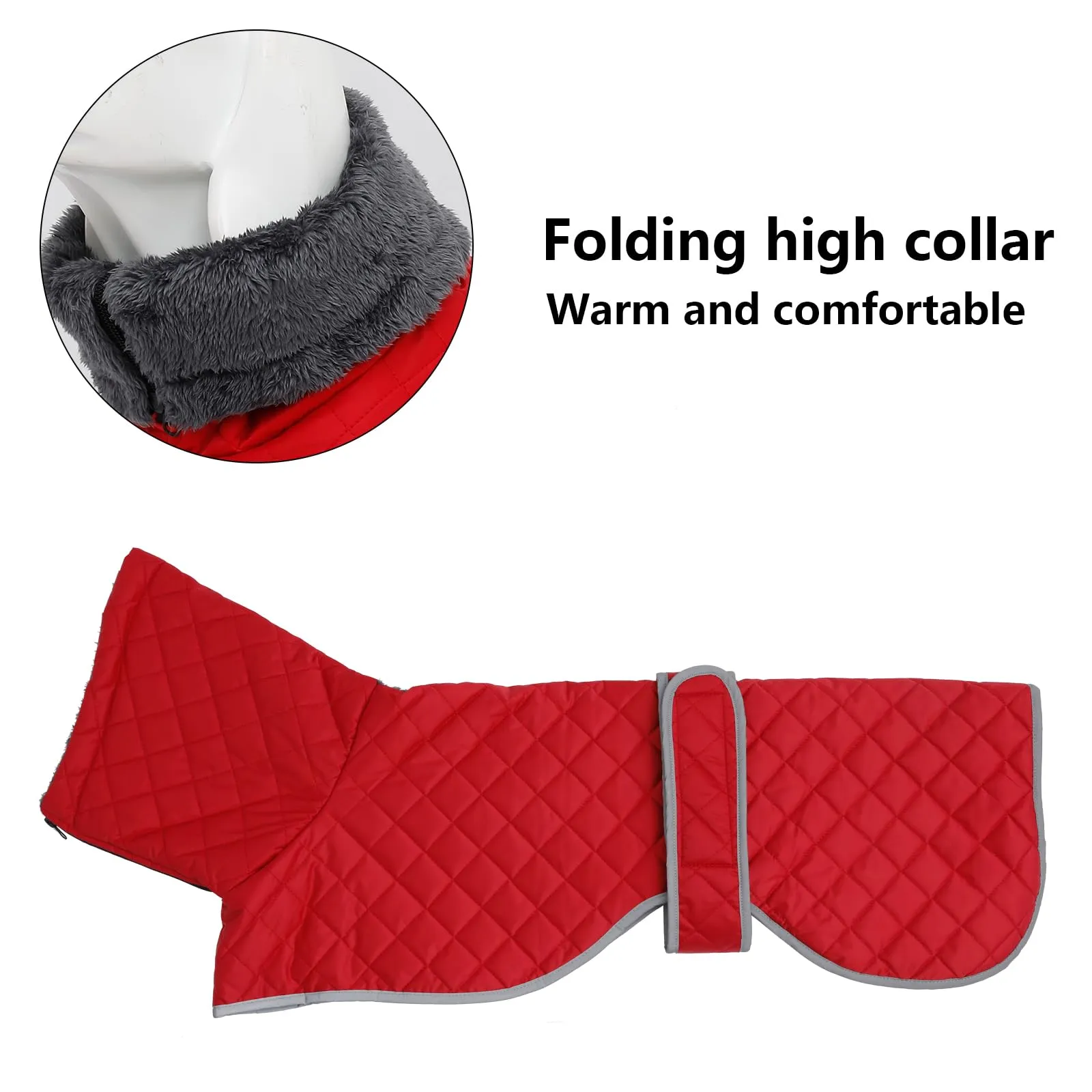 Geyecete Invernale Cappotto per cane,Cappotto levrieri Impermeabile, Calda Giacca Whippet,Pullover per cane con Foro per Imbracatura , Cappotto Cane taglia grande/Medio-Rosso-M - immagine 2