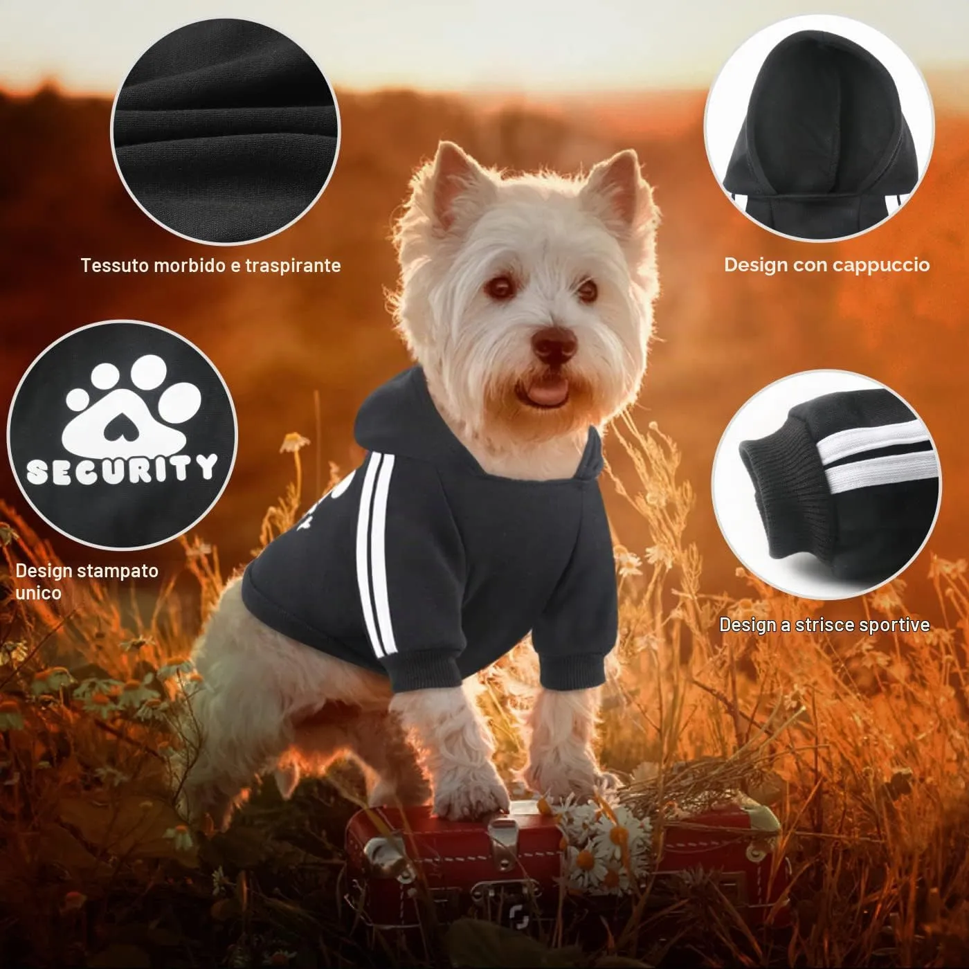 Dolahovy Felpa con cappuccio per cani Abbigliamento per animali domestici Morbida Maglia per cani Maglioni Costumi autunno inverno per cani di piccola taglia Gatti Chihuahua Teddy - immagine 4
