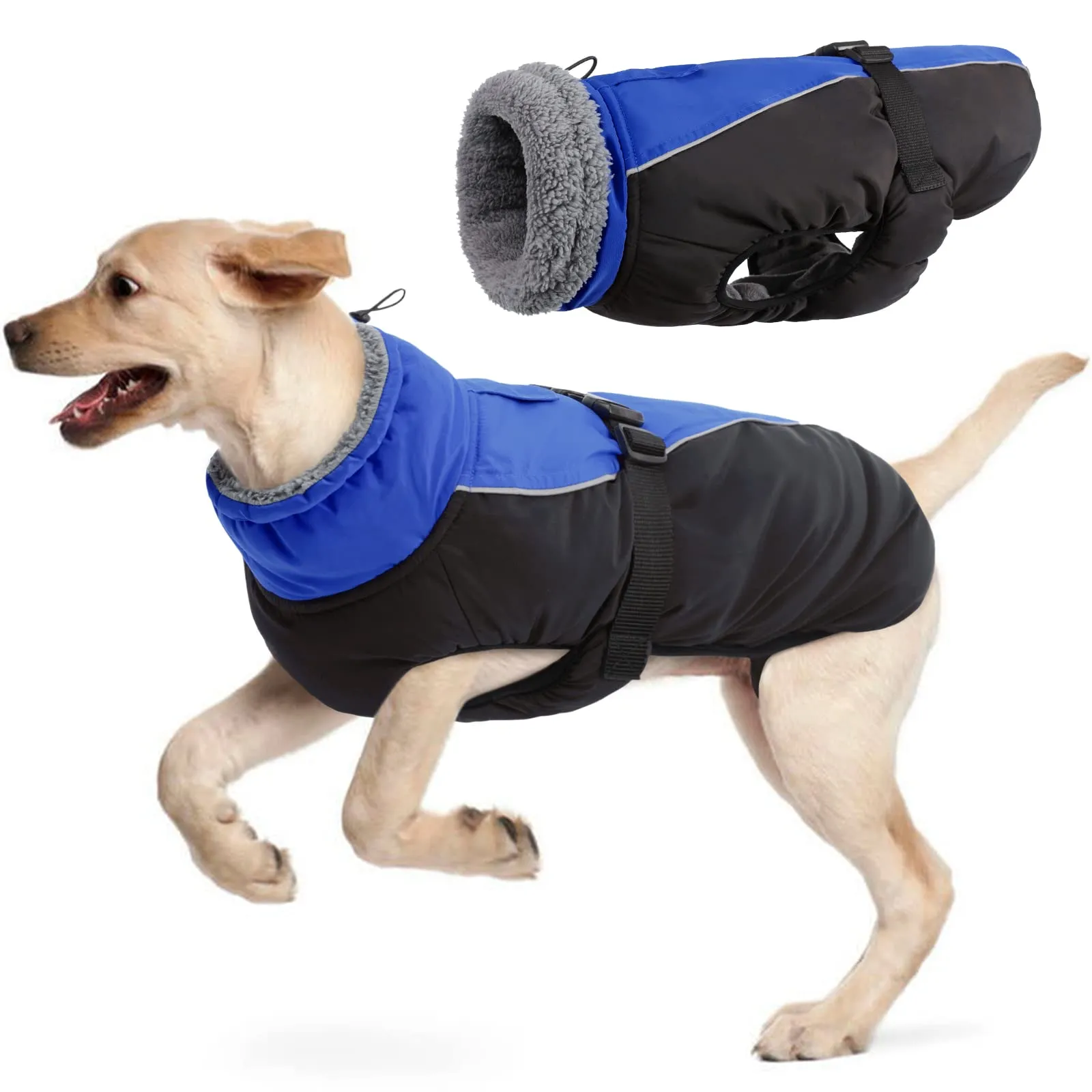 Hjyokuso Cappotto per Cani Impermeabile - Giacca Invernale Calda Antivento, Abbigliamento Completo per Cani di Taglia Piccola e Media Con Striscia Riflettente - immagine 1