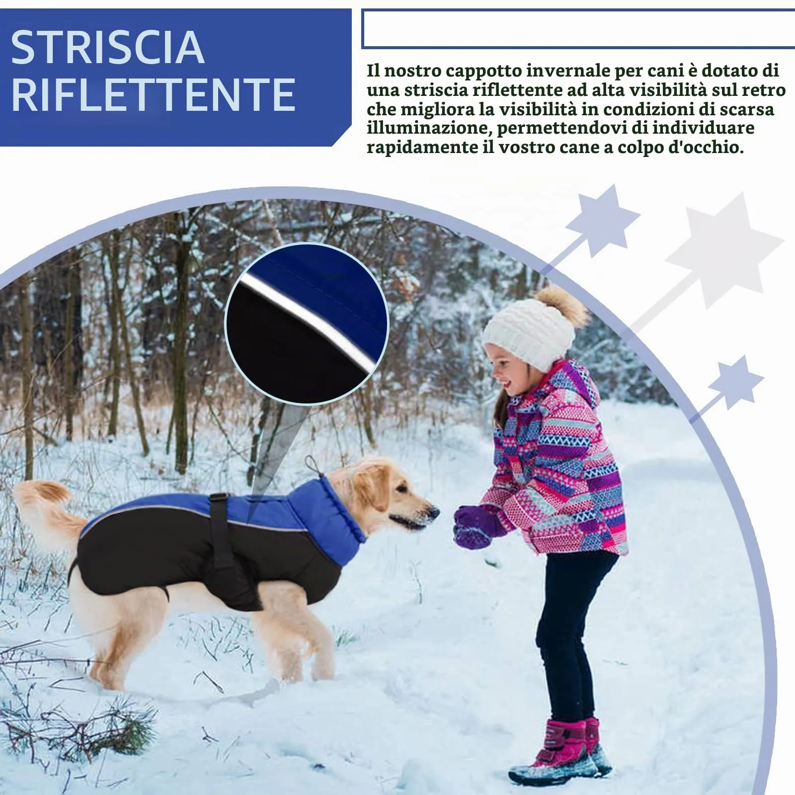 Hjyokuso Cappotto per Cani Impermeabile - Giacca Invernale Calda Antivento, Abbigliamento Completo per Cani di Taglia Piccola e Media Con Striscia Riflettente - immagine 5
