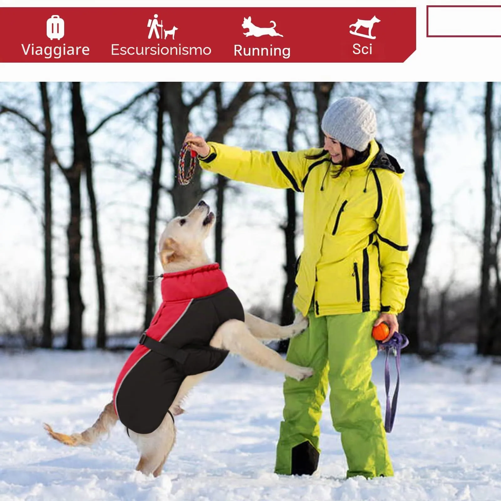 Hjyokuso Cappotto per Cani Impermeabile, Giacca Invernale Calda e Antivento, Abbigliamento Completo per Cani di Taglia Piccola e Media Con Striscia Riflettente - immagine 6