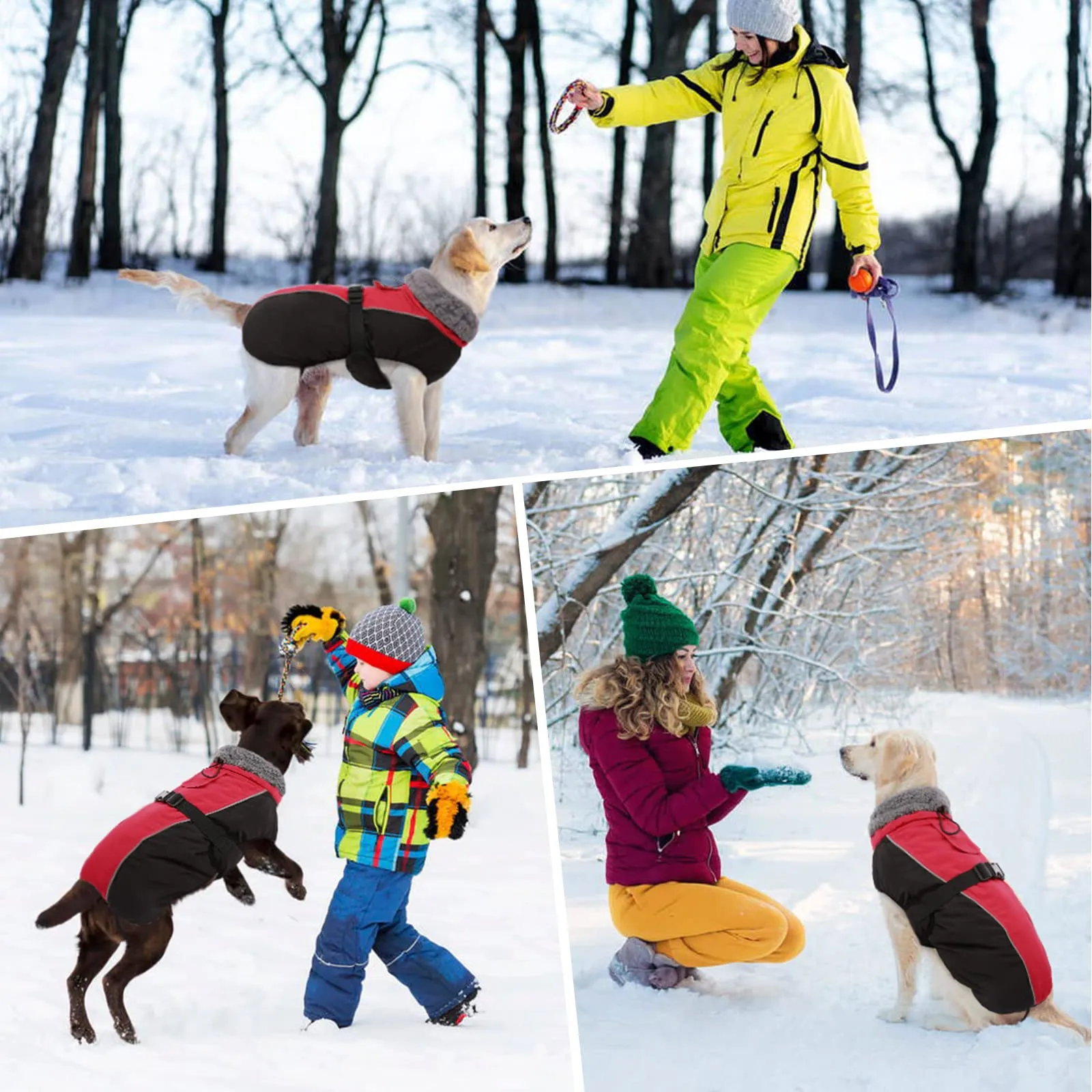 Hjyokuso Cappotto per Cani Impermeabile, Giacca Invernale Calda e Antivento, Abbigliamento Completo per Cani di Taglia Piccola e Media Con Striscia Riflettente - immagine 7