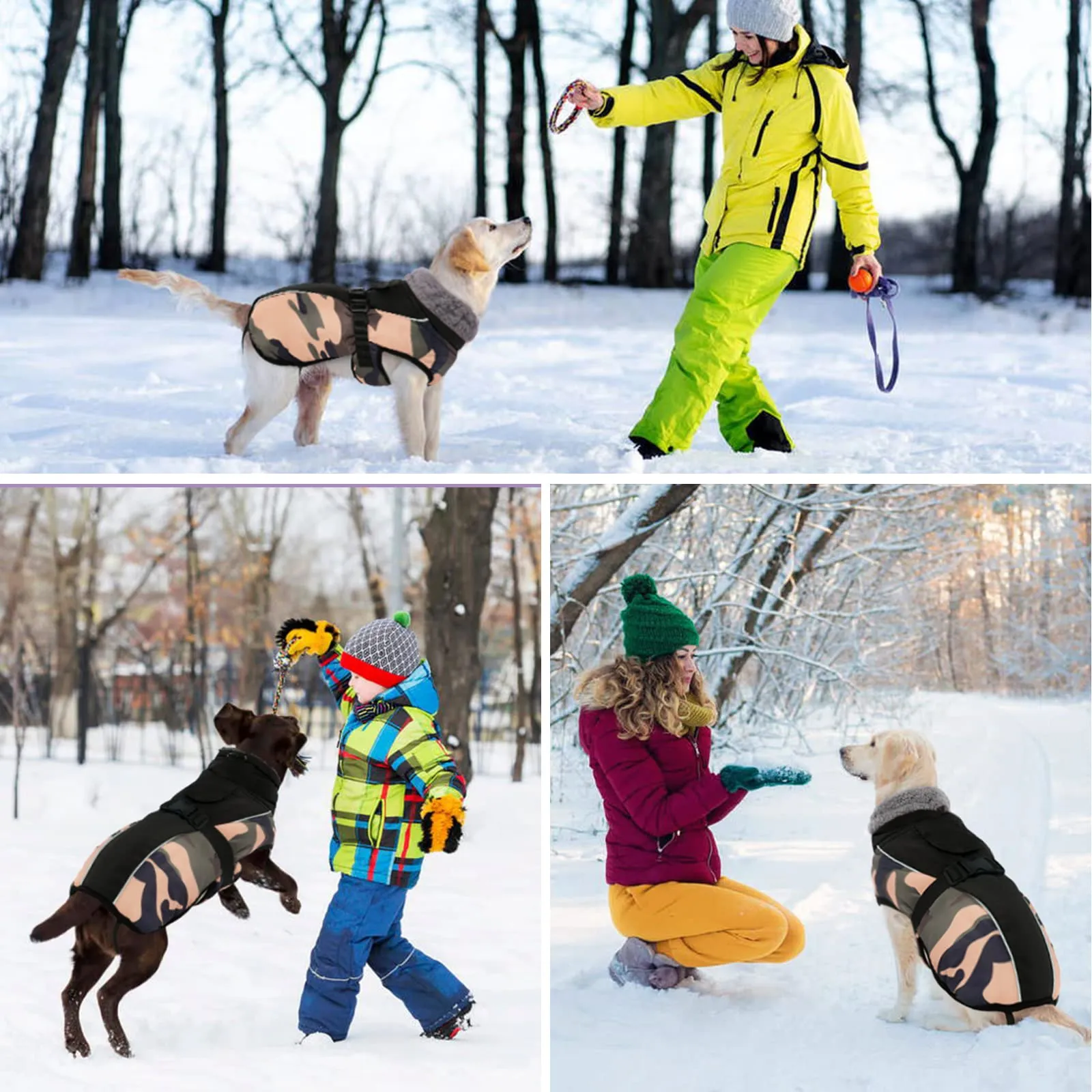 Hjyokuso Cappotto per Cani Impermeabile - Giacca Invernale Calda Antivento, Abbigliamento Completo per Cani di Taglia Piccola e Media Con Striscia Riflettente - immagine 7