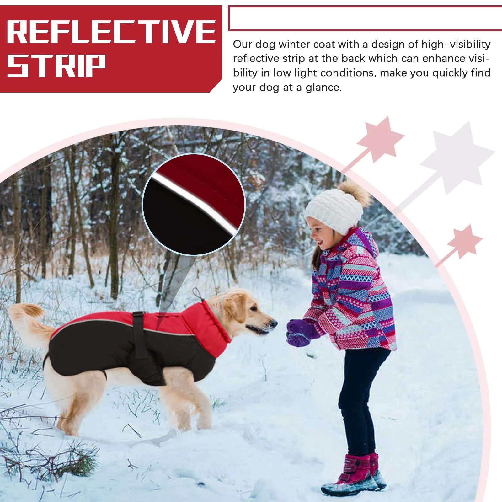 Hjyokuso Cappotto per Cani Impermeabile - Giacca Invernale Calda Antivento, Abbigliamento Completo per Cani di Taglia Piccola e Media Con Striscia Riflettente - immagine 5