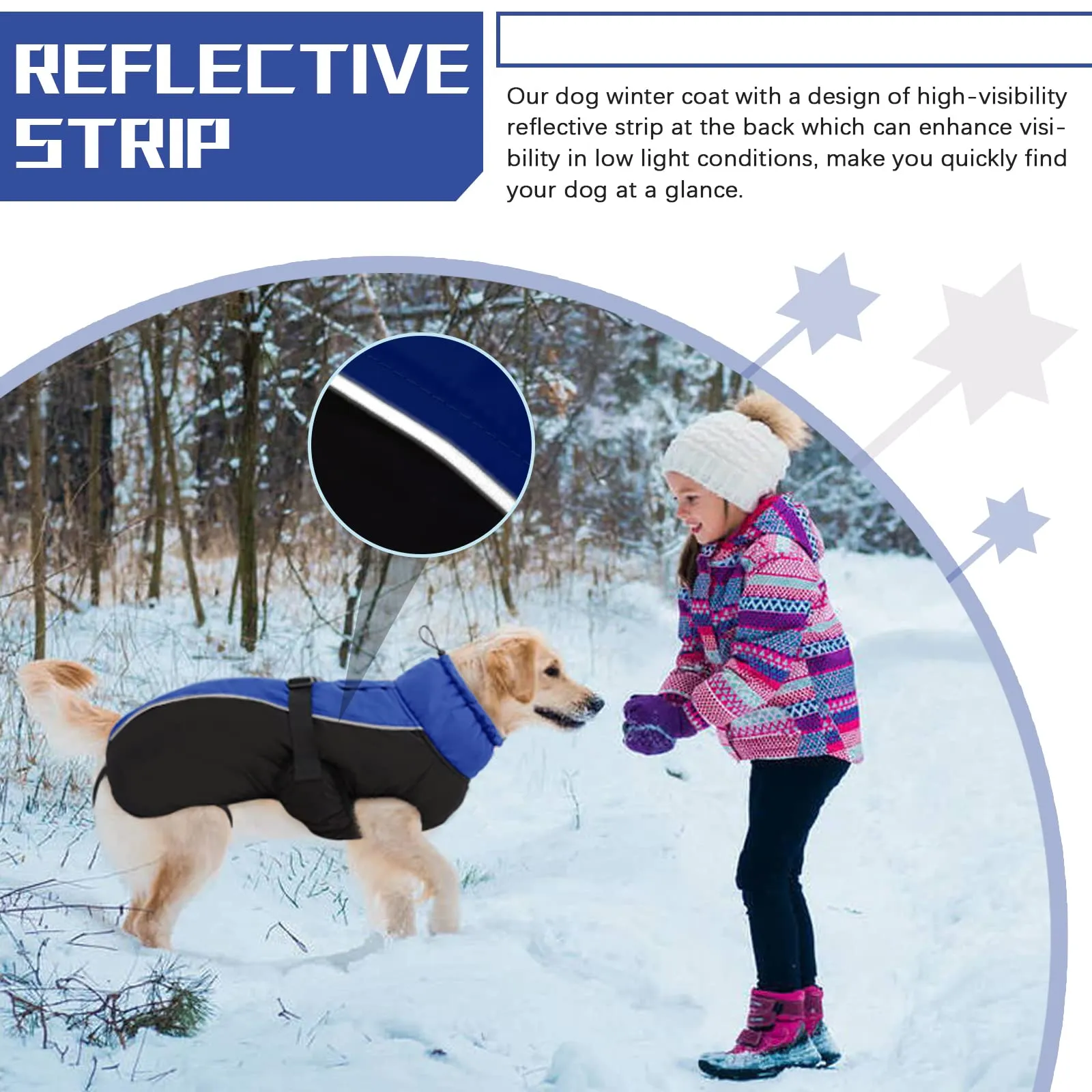 Hjyokuso Cappotto per Cani Impermeabile - Giacca Invernale Calda Antivento, Abbigliamento Completo per Cani di Taglia Piccola e Media Con Striscia Riflettente - immagine 5